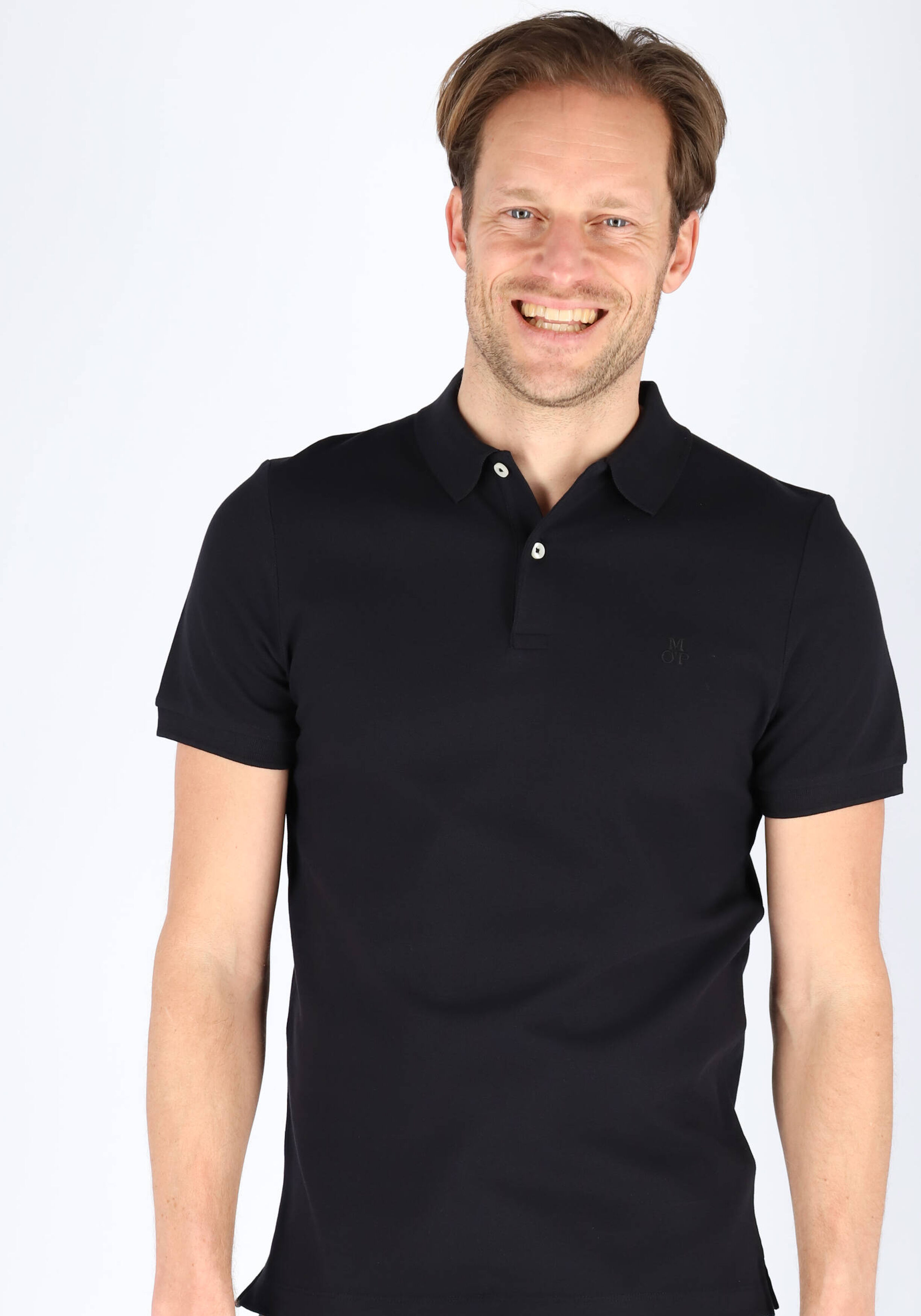 Marc O'Polo shaped fit polo, heren poloshirt, zwart