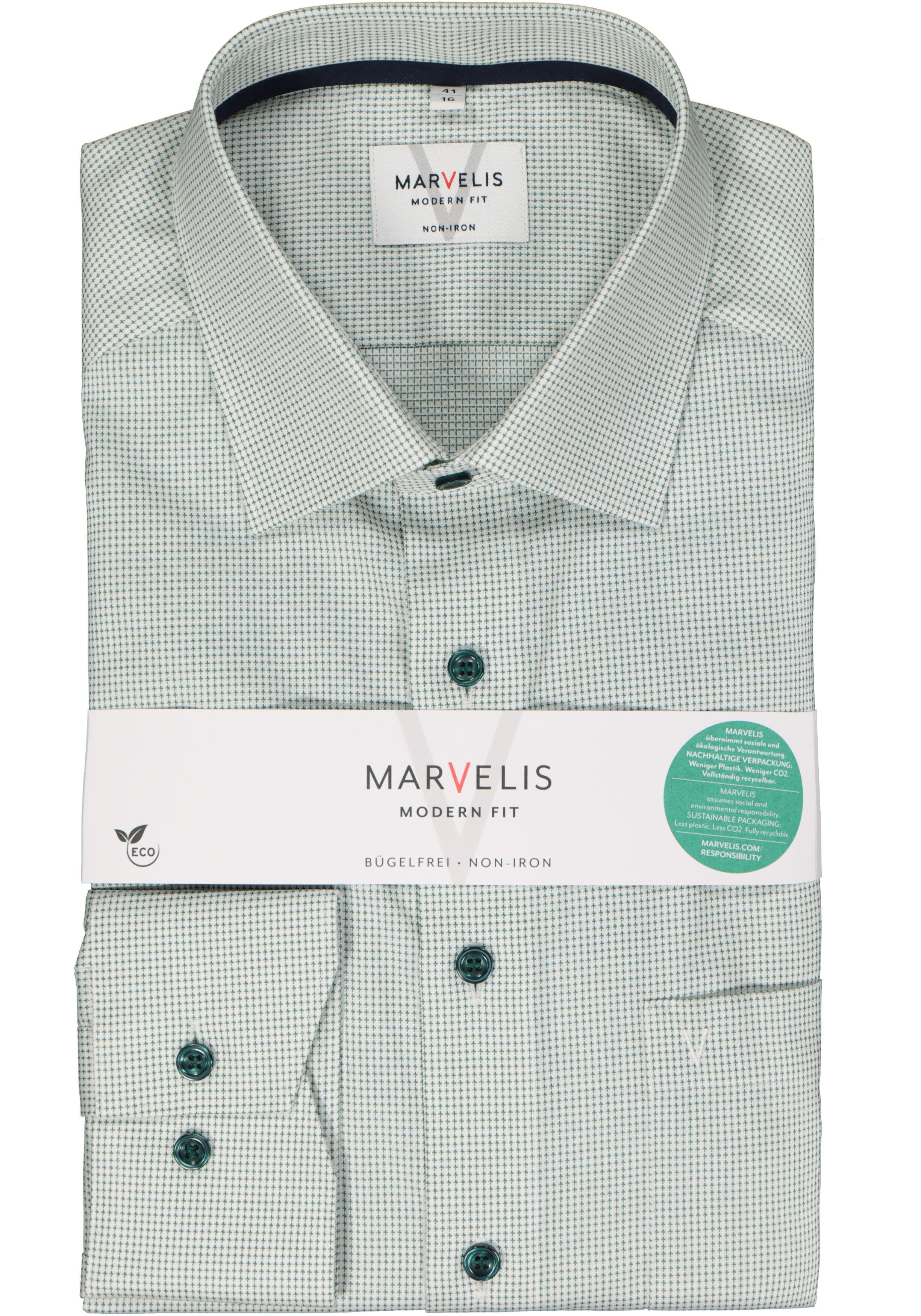 MARVELIS modern fit overhemd, structuur, wit