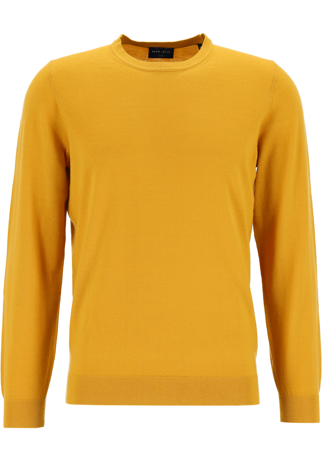 01-4062534754398-Marvelis-Marvelis_TR_geel_63212554_4fotos_HR MARVELIS modern fit trui wol, O-hals, okergeel