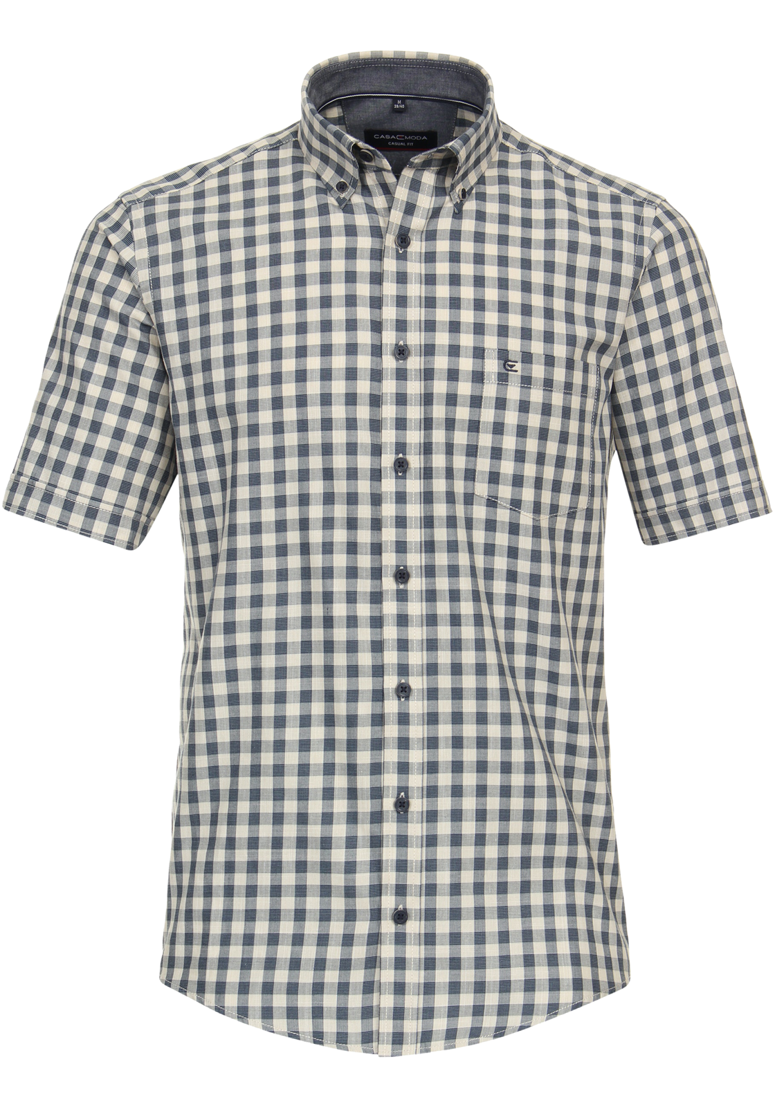 CASA MODA Sport casual fit overhemd, korte mouw, chambray, beige geruit CASA MODA Sport casual fit overhemd, korte mouw, chambray, beige geruit