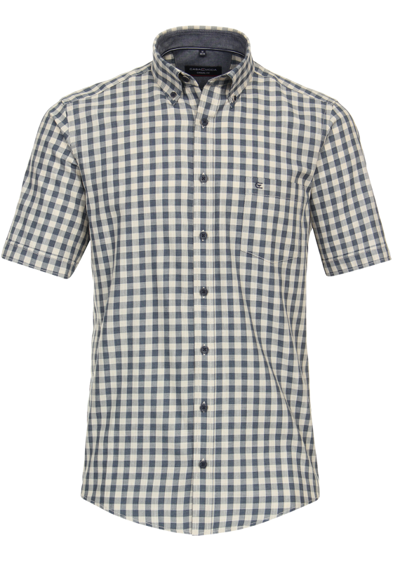 CASA MODA Sport casual fit overhemd, korte mouw, chambray, beige geruit CASA MODA Sport casual fit overhemd, korte mouw, chambray, beige geruit