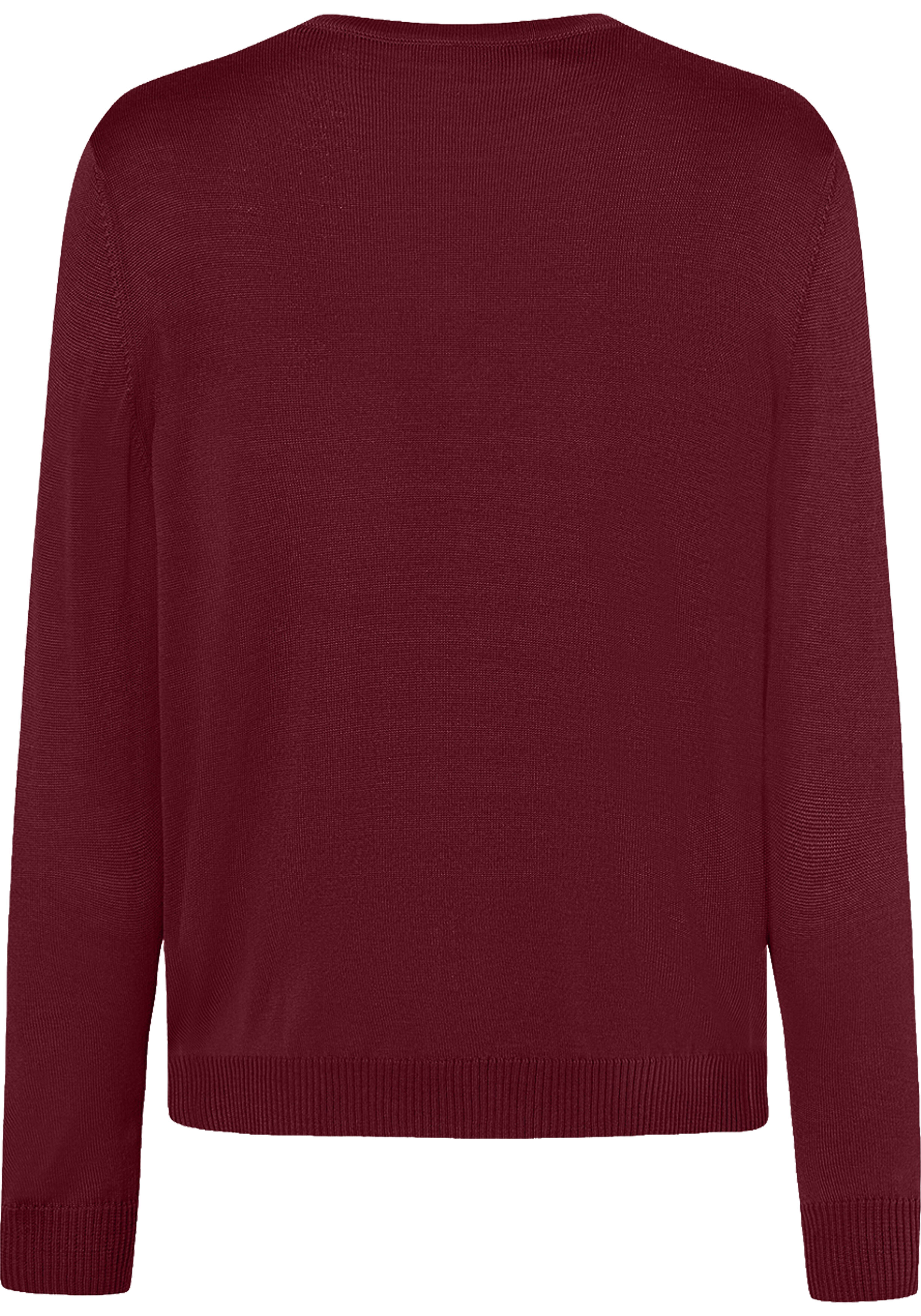 MAERZ Classic Fit heren trui met V-hals wol, wijnrood