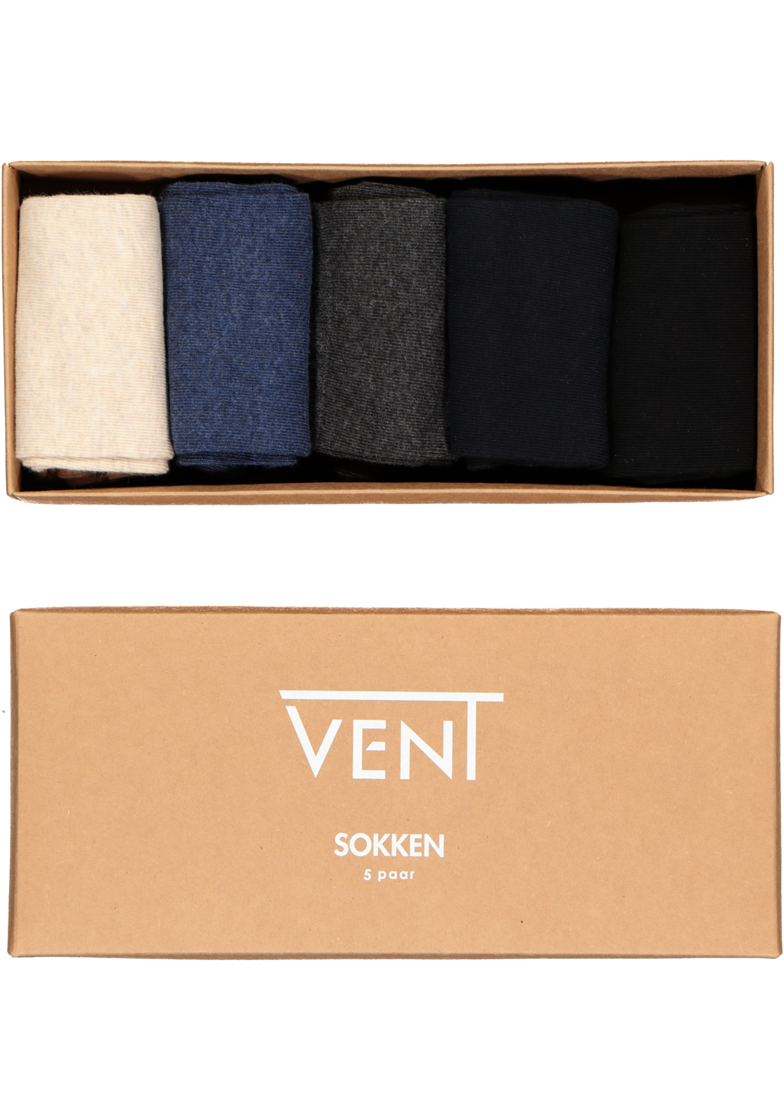 1-8720299370661_vent_sokken_doos_5p_HR VENT herensokken katoen (5-pack), gemengd