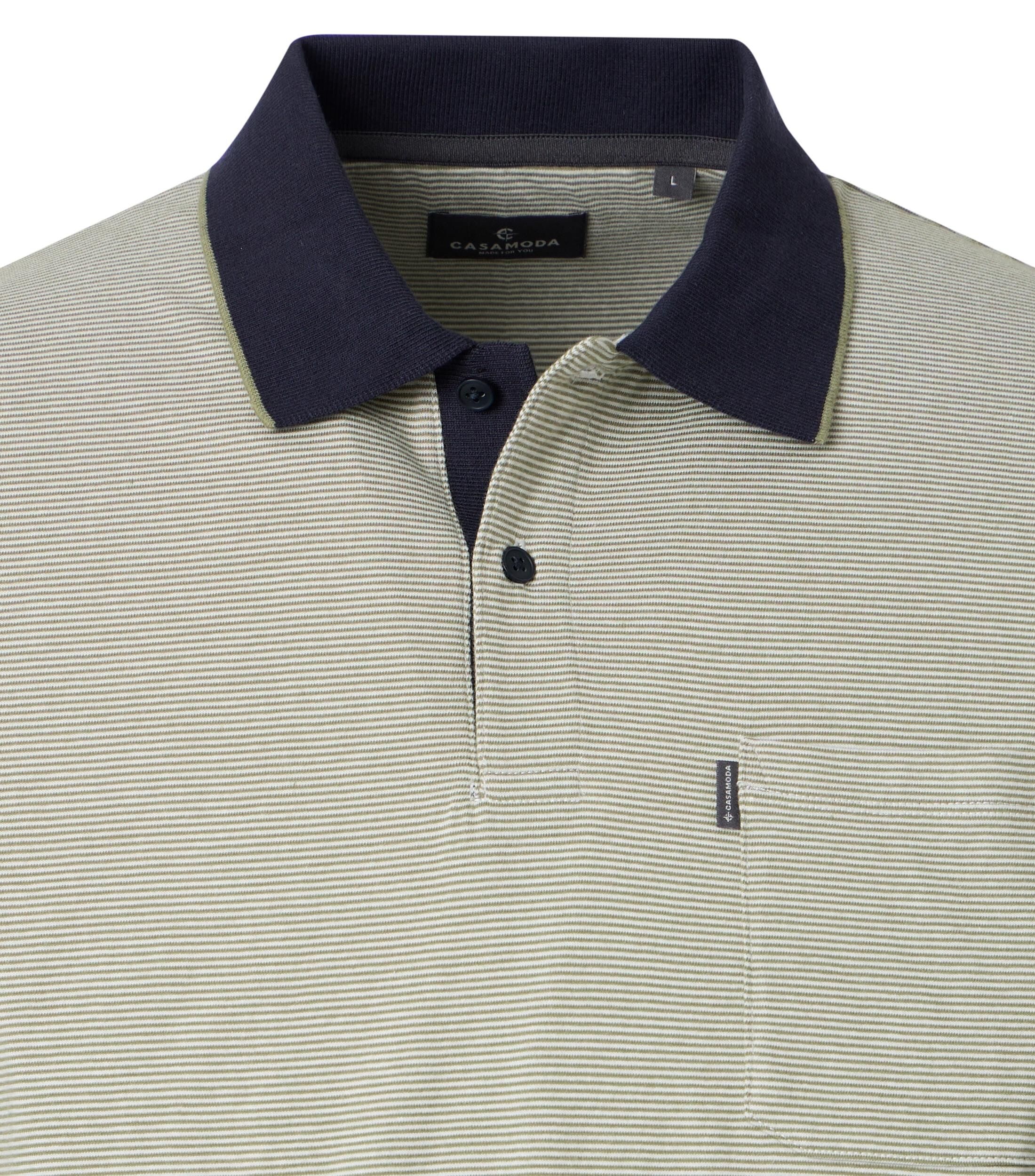 CASA MODA comfort fit heren polo, groen dessin