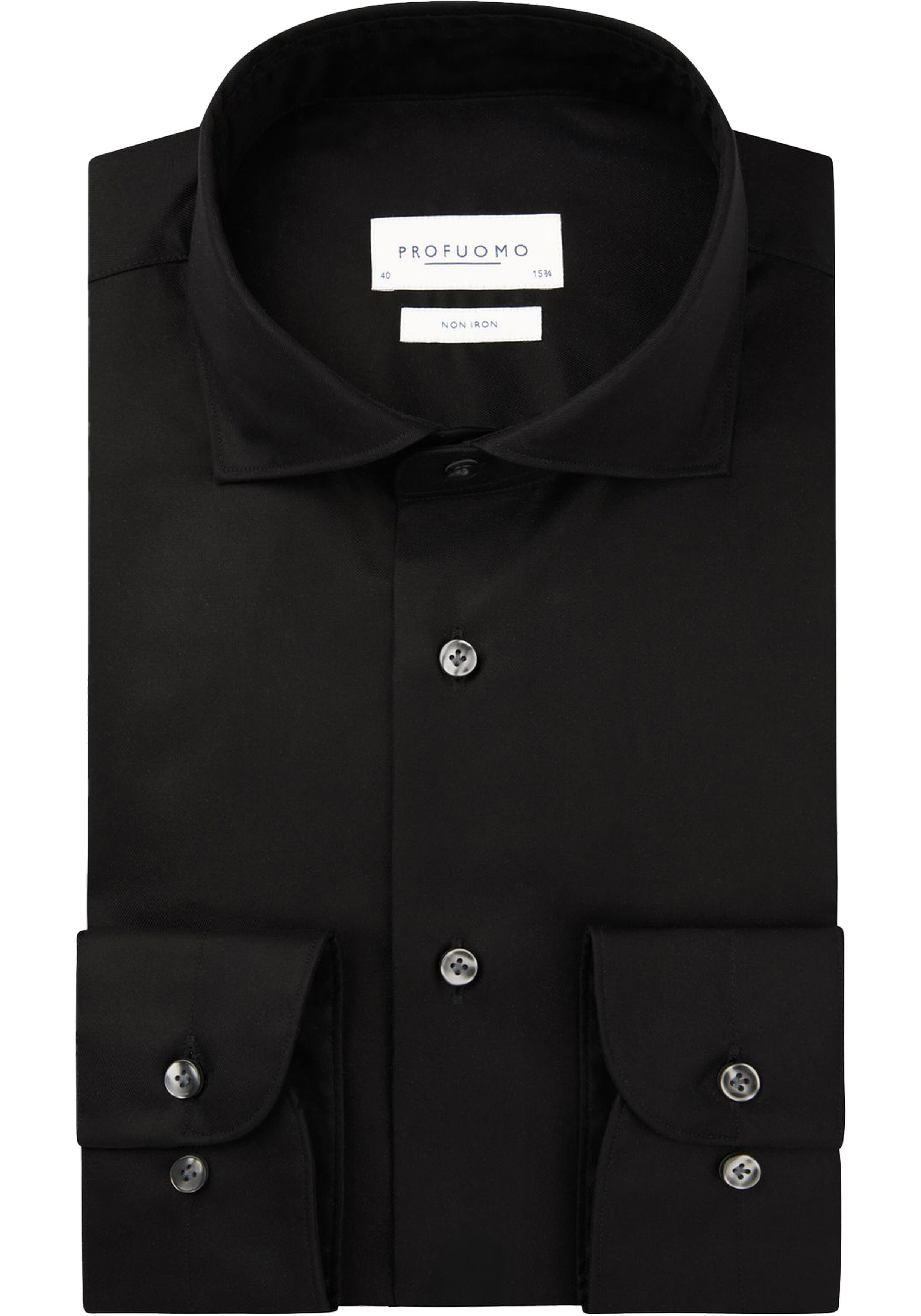 Profuomo slim fit heren overhemd, twill, zwart