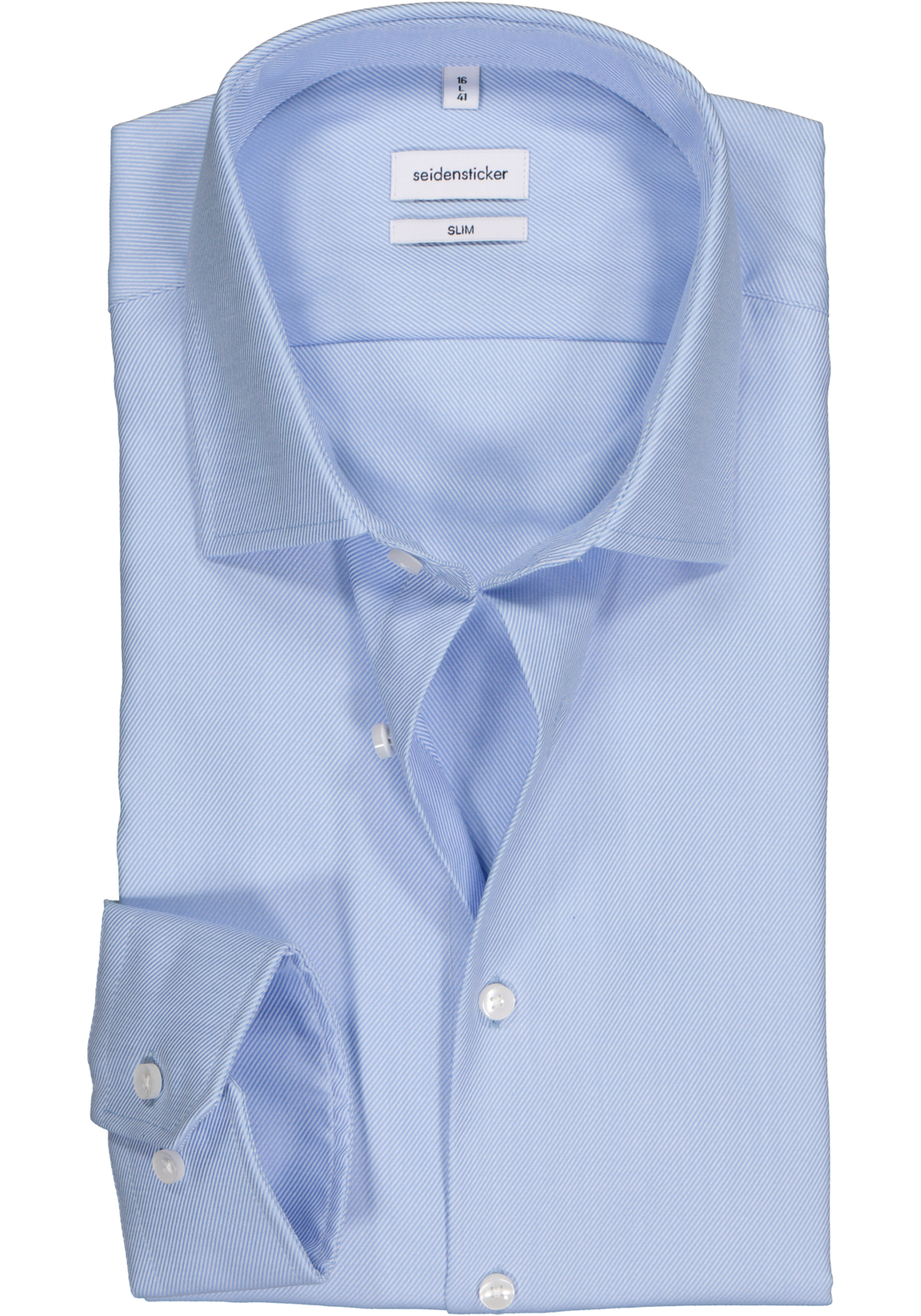 1-4048872339701_seidensticker-overhemd_HR Seidensticker slim fit overhemd, twill, lichtblauw