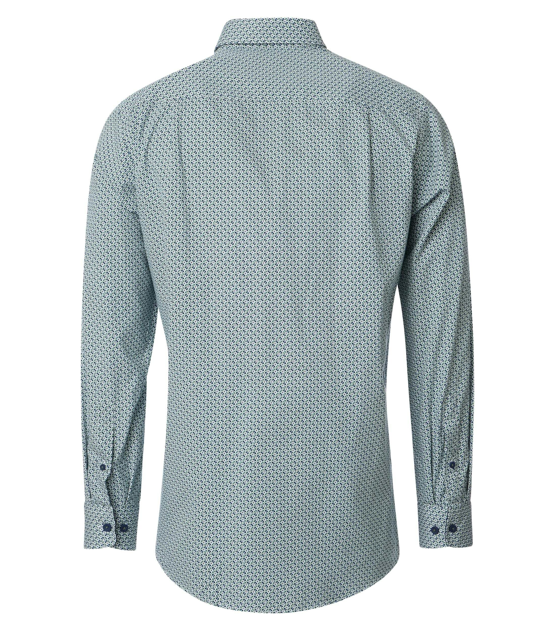 Redmond comfort fit overhemd, popeline, groen dessin