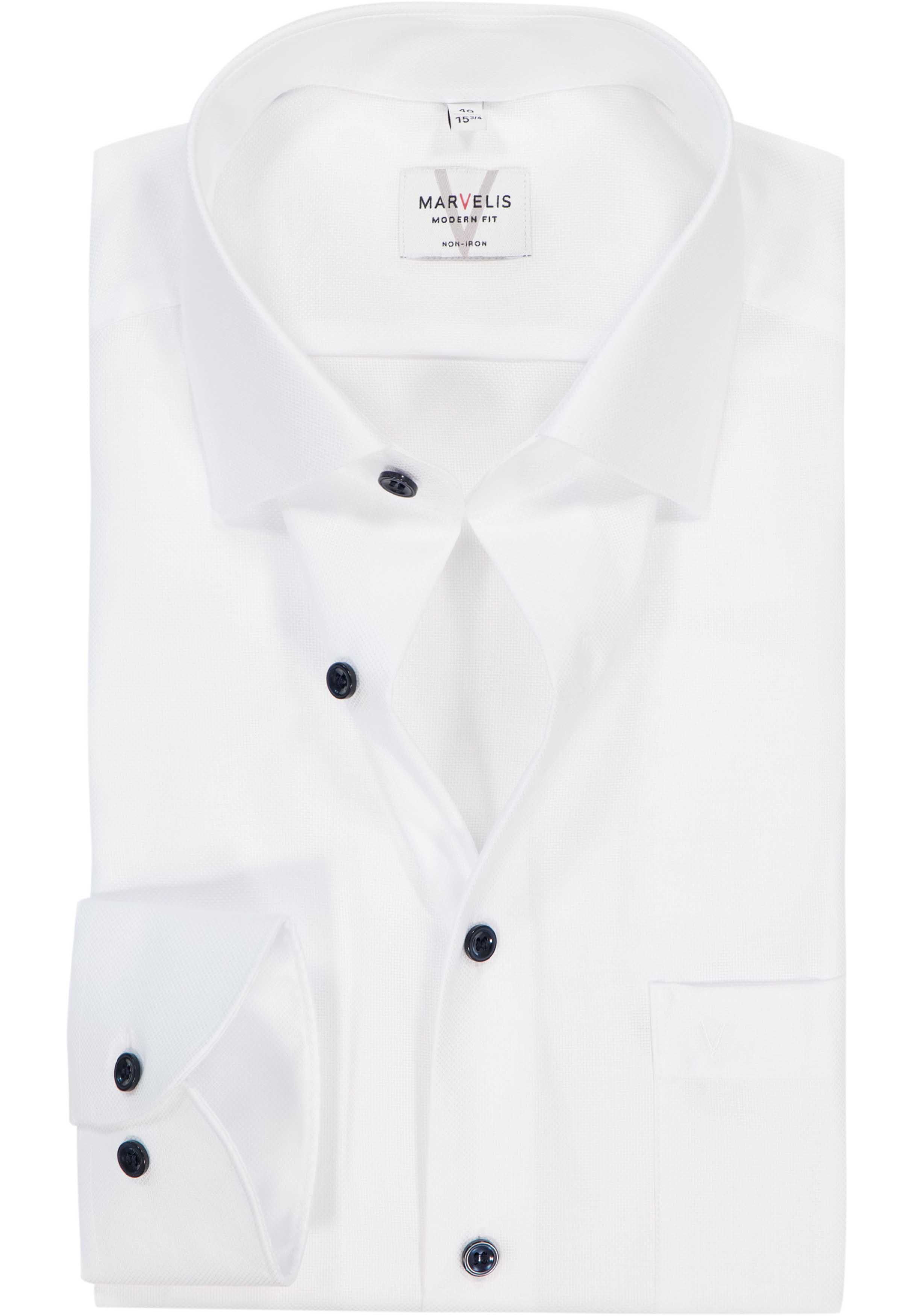 MARVELIS modern fit overhemd, structuur, wit