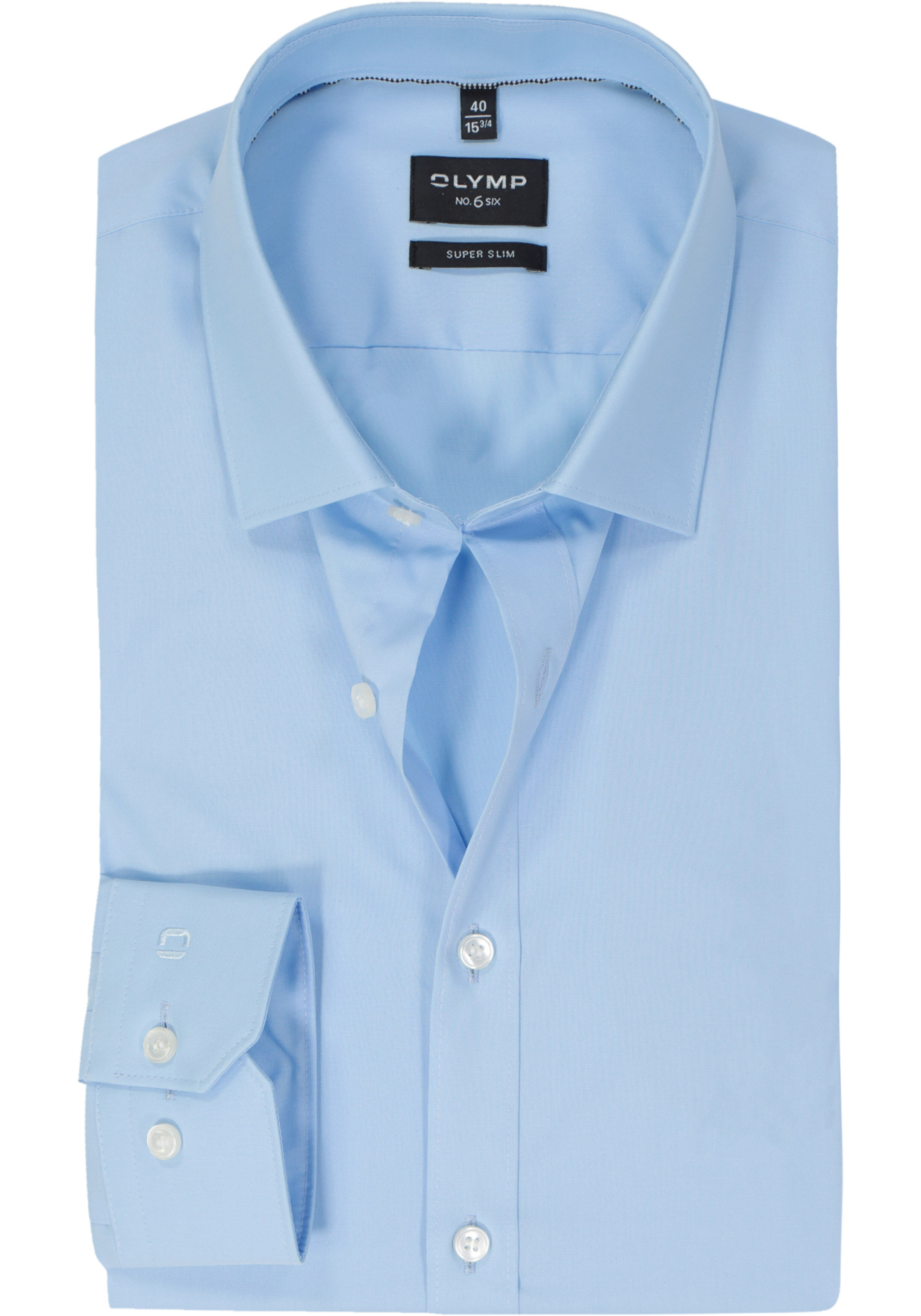 OLYMP No. Six super slim fit overhemd, mouwlengte 7, lichtblauw