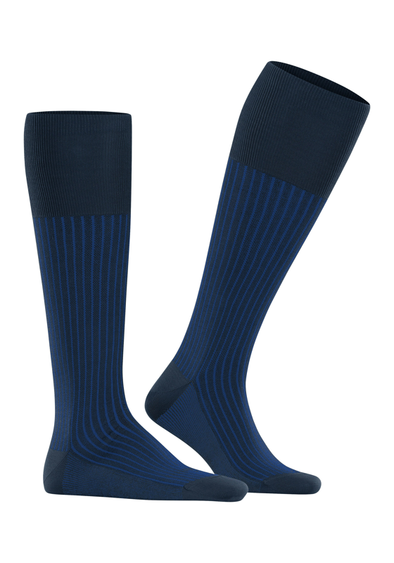 FALKE Oxford Stripe heren kniekousen, blauw (space blue) FALKE Oxford Stripe heren kniekousen, blauw (space blue)