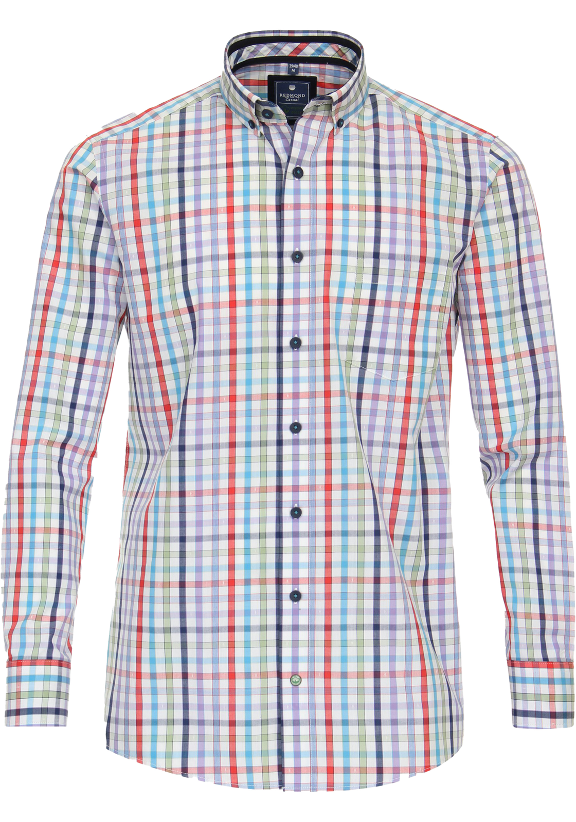 Redmond comfort fit overhemd, popeline, blauw geruit Redmond comfort fit overhemd, popeline, blauw geruit