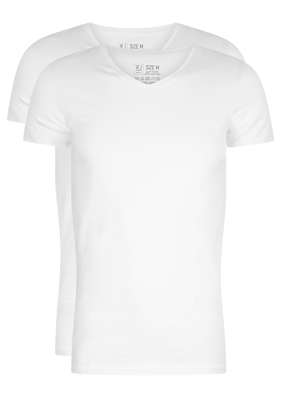 RJ Bodywear Everyday Den Bosch T-shirts (2-pack), heren stretch T-shirts V-hals, wit RJ Bodywear Everyday Den Bosch T-shirts (2-pack), heren stretch T-shirts V-hals, wit