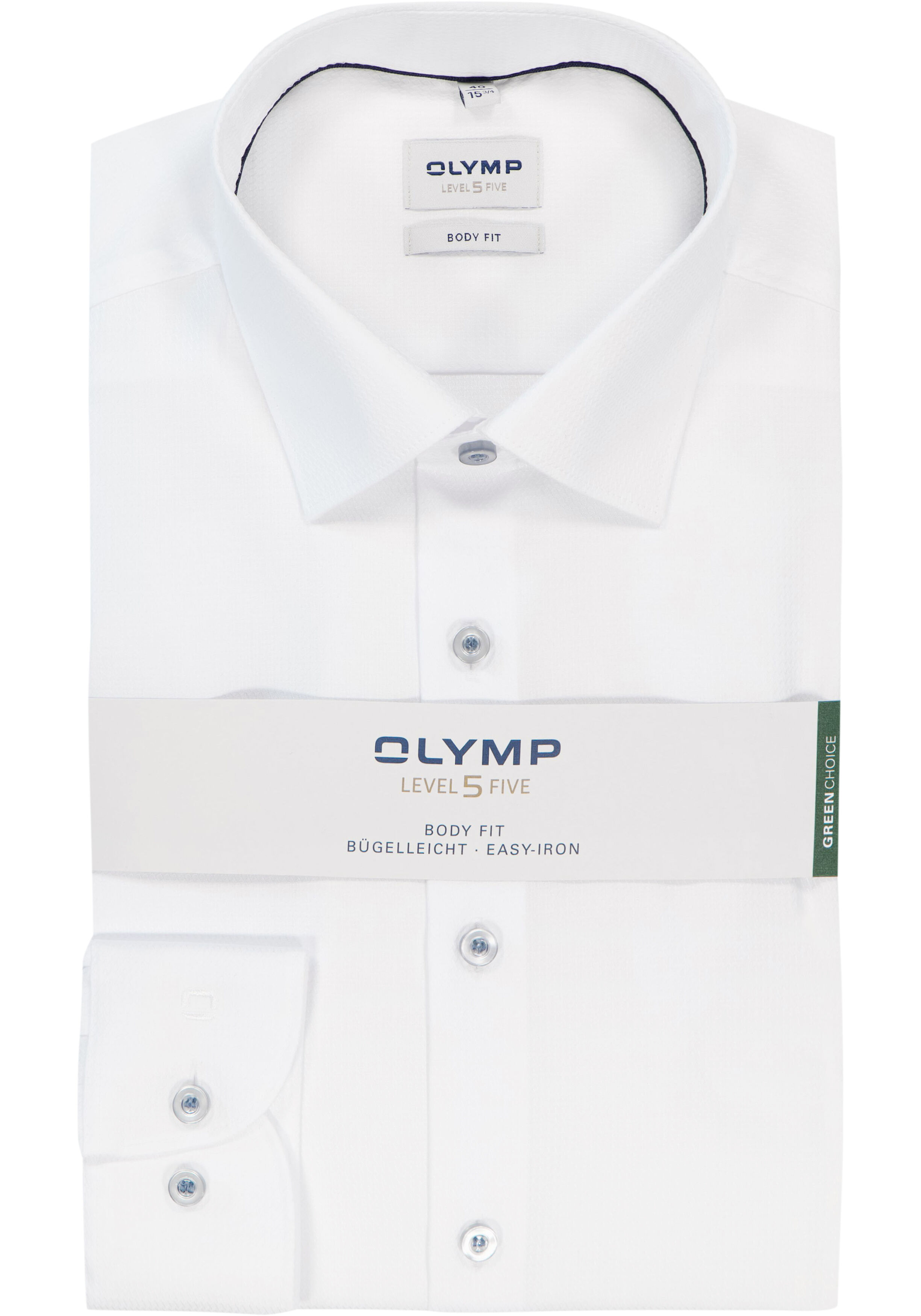 OLYMP Level 5 body fit overhemd, structuur, wit