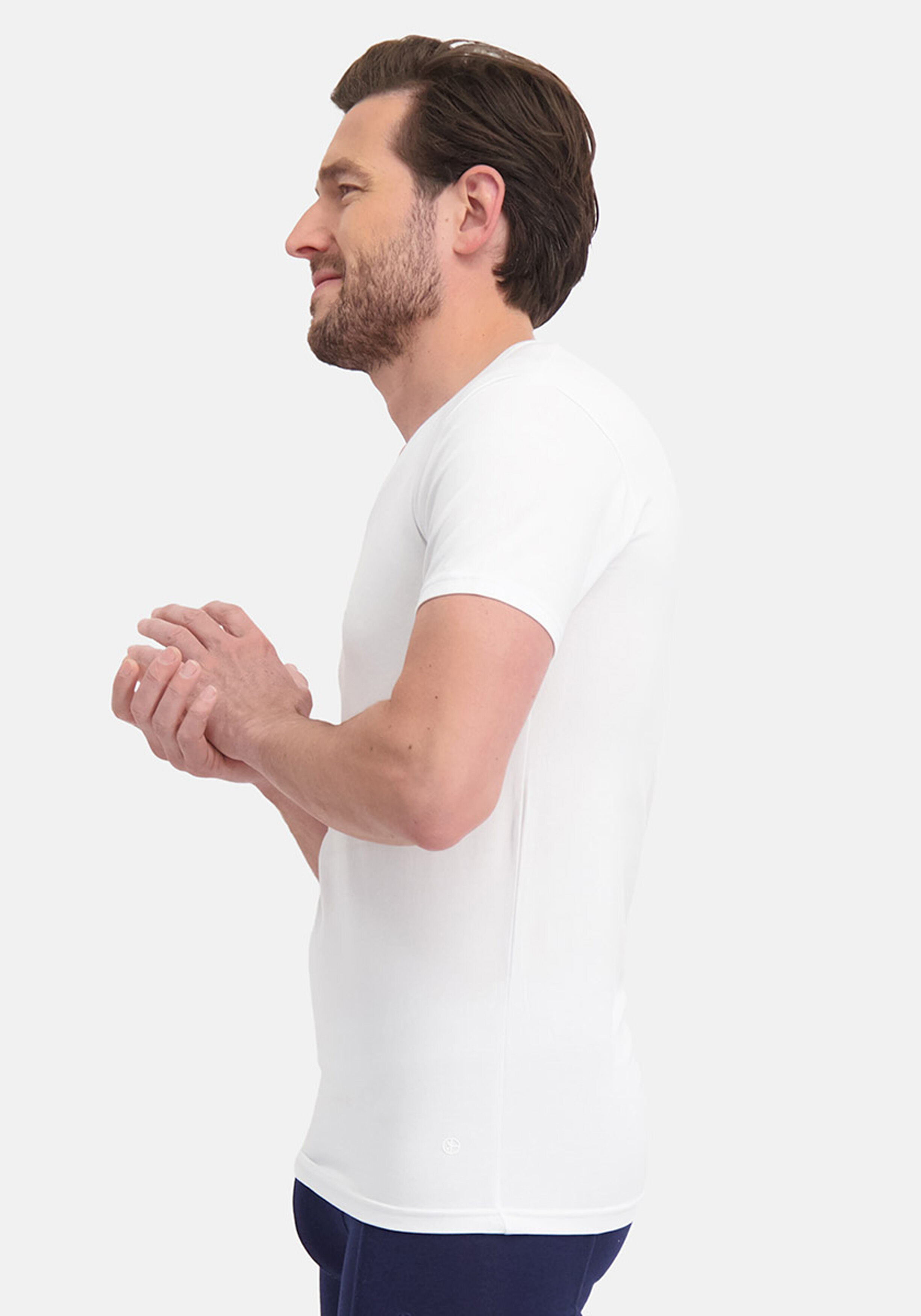 Bamboo Basics Vinn slimfit V-neck T-shirt (2-pack), heren slim fit T-shirt V-hals, wit