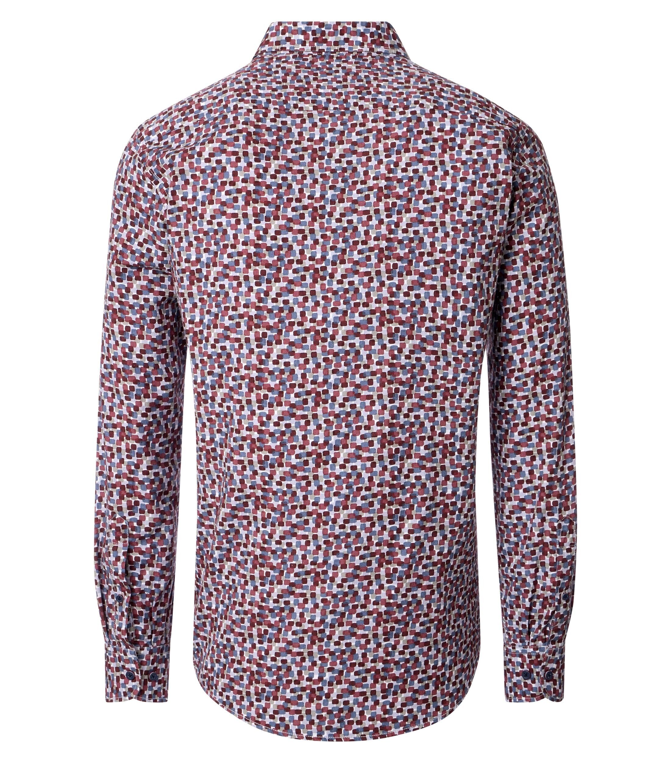 CASA MODA Sport casual fit overhemd, twill, donkerblauw, wit en lichtblauw dessin