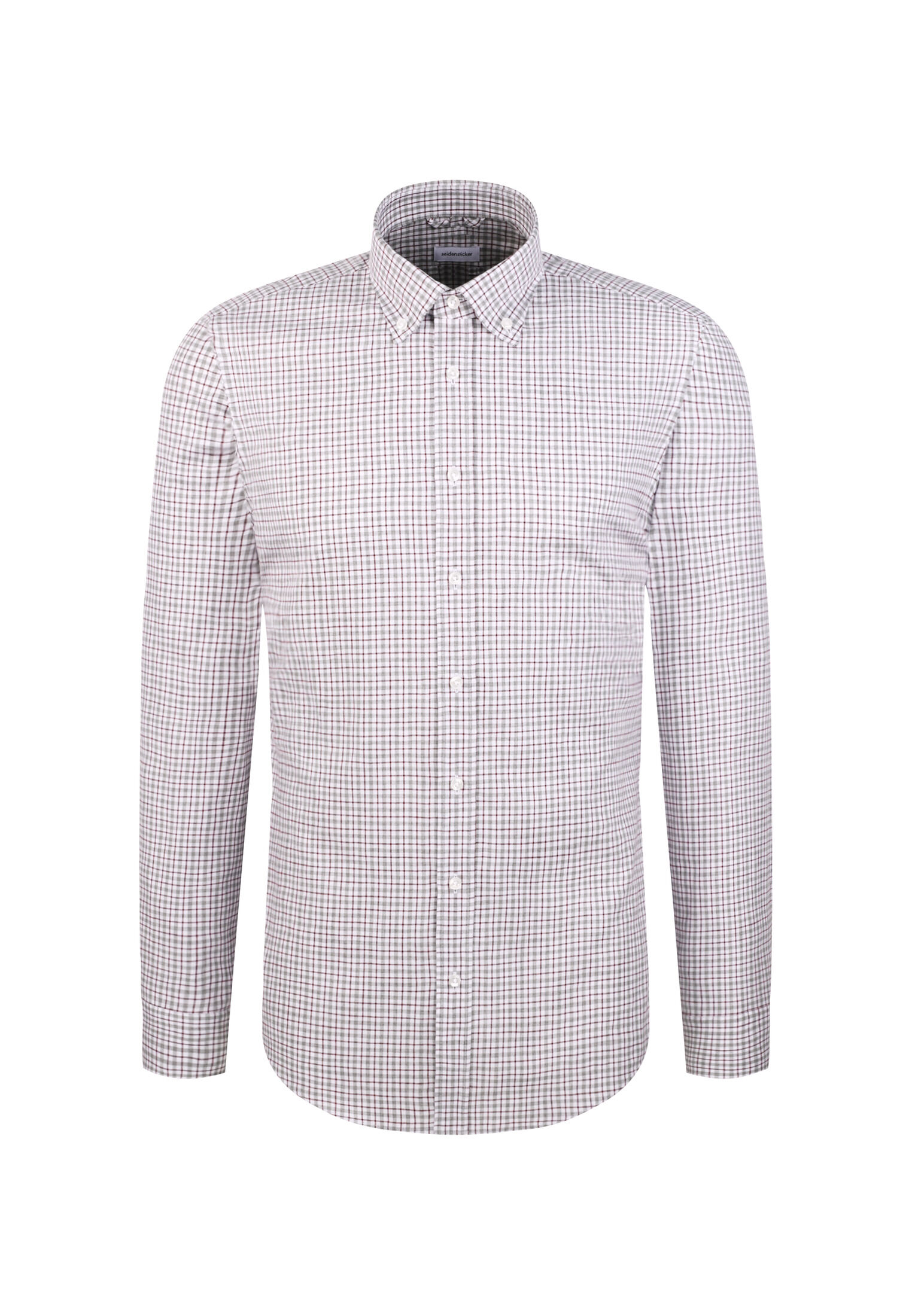 Seidensticker slim fit overhemd, popeline, grijs geruit
