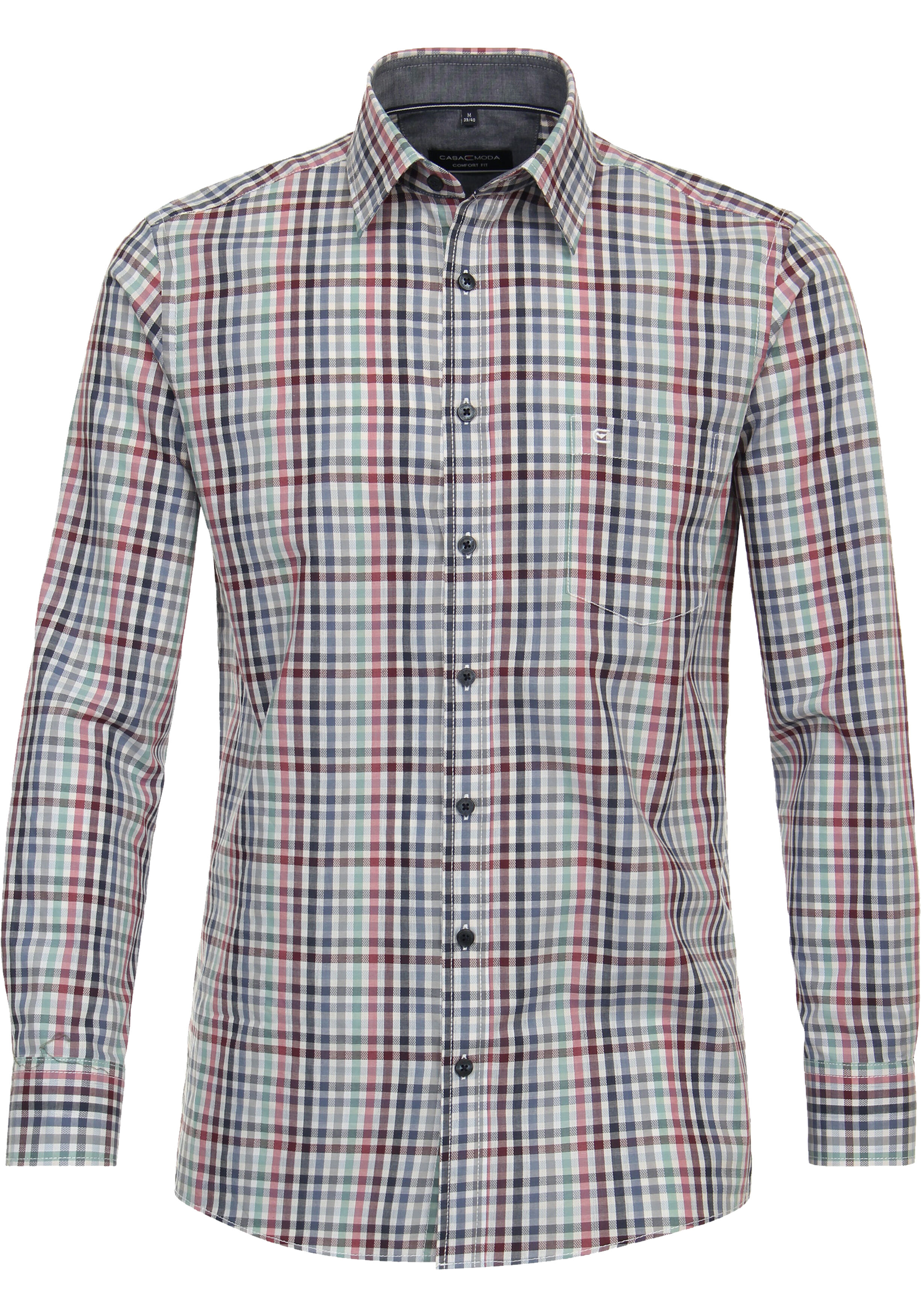 CASA MODA Sport casual fit overhemd, dobby, rood geruit