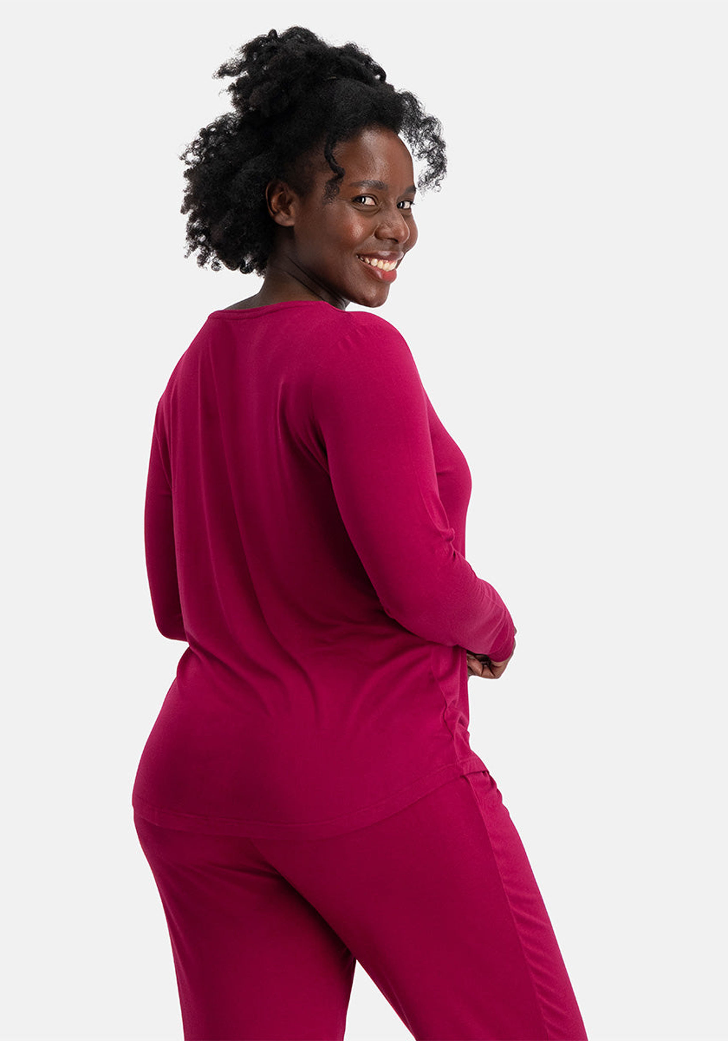 Bamboo Basics Nina pyjama set, dames pyjama, bordeaux rood