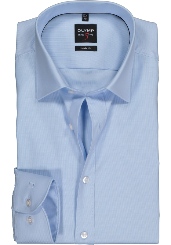 OLYMP Level 5 body fit overhemd, lichtblauw twill OLYMP Level 5 body fit overhemd, lichtblauw twill