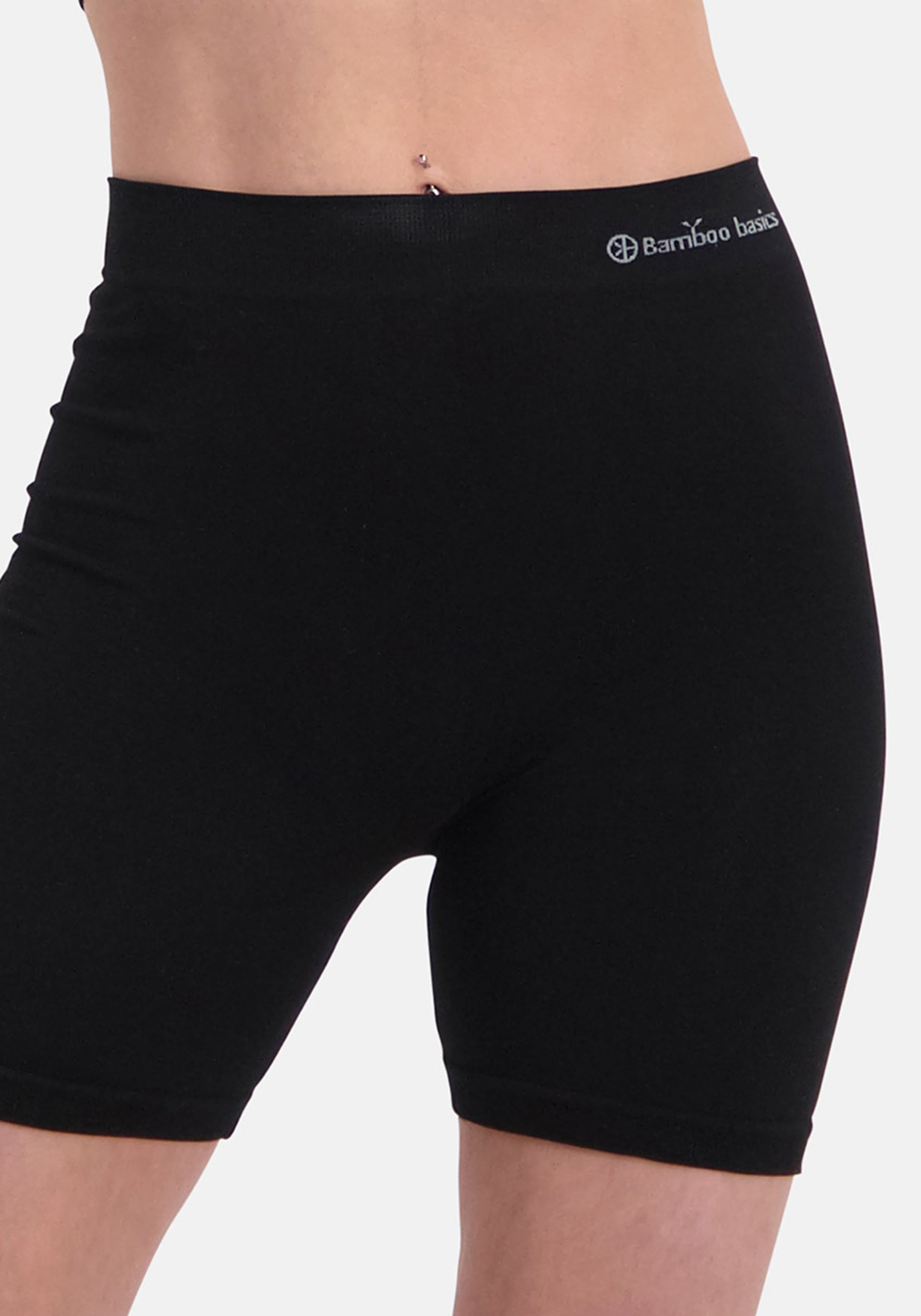 Bamboo Basics Suze seamless biker short, dames longshort naadloos, zwart