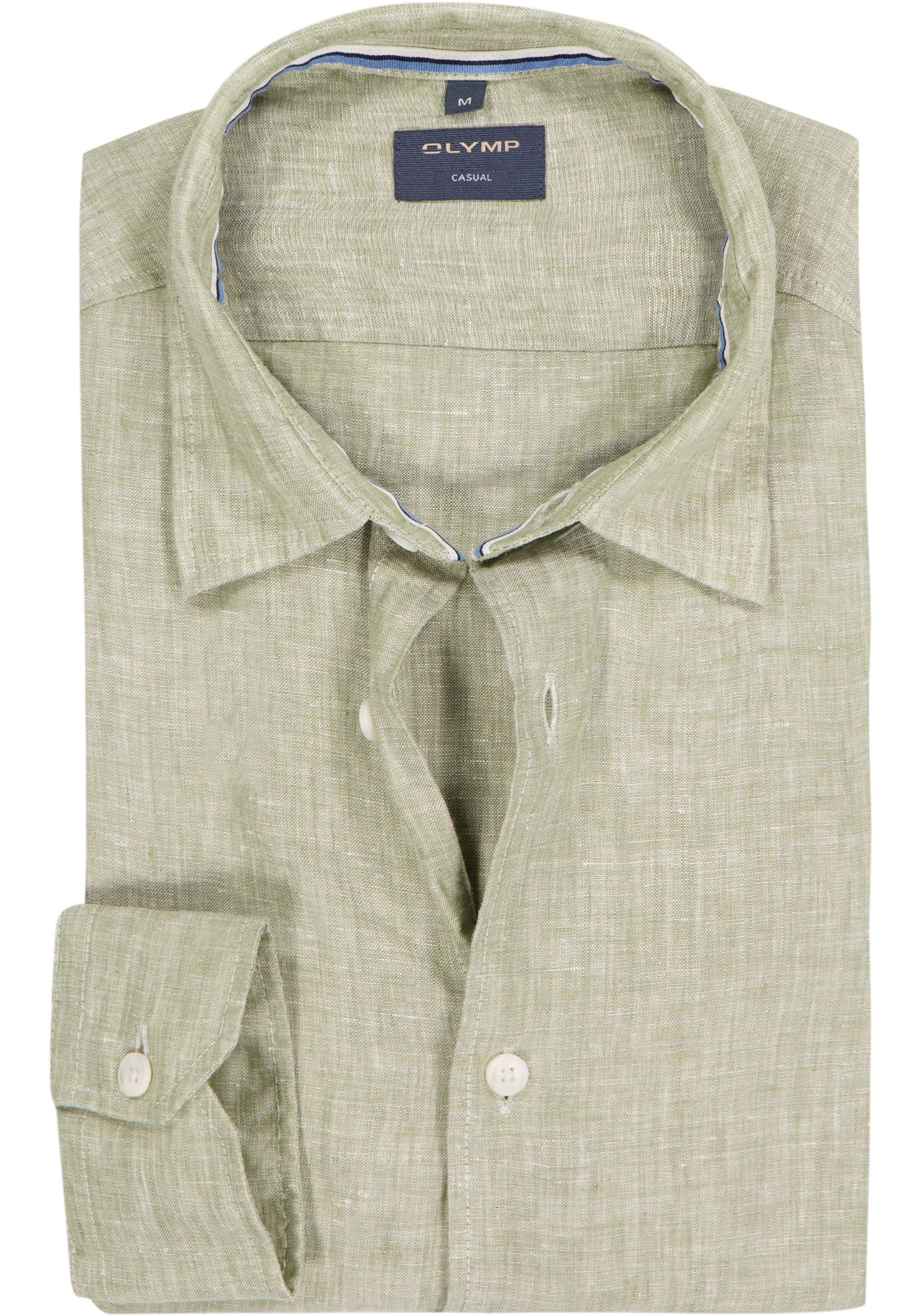 OLYMP Casual regular fit overhemd, popeline, olijfgroen
