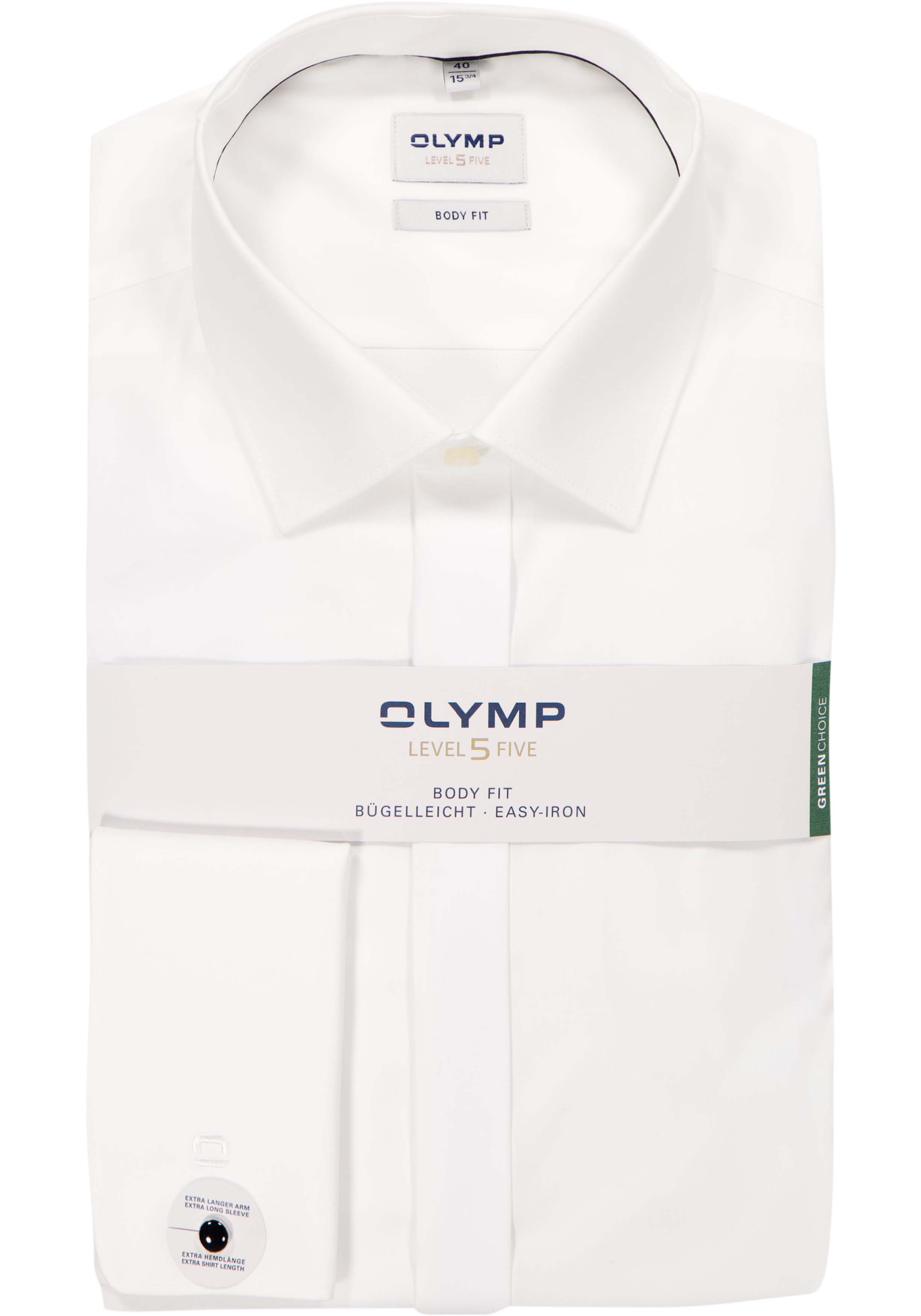 OLYMP Level 5 body fit smoking overhemd, mouwlengte 7, popeline, lichtbeige