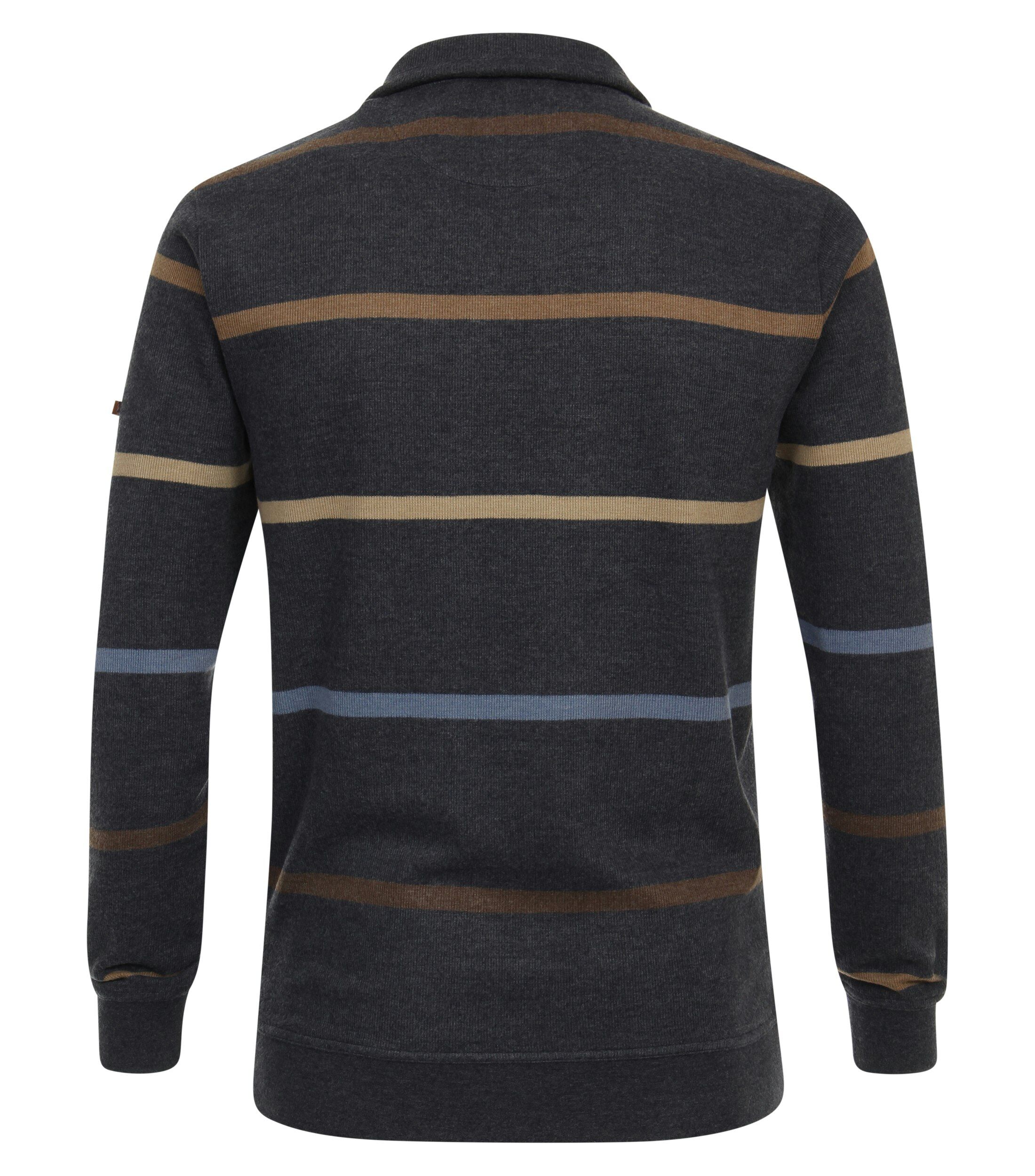 Redmond sweat heren schipperstrui sweatstof, opstaande kraag, bruin dessin (middeldik) - 242910700-300