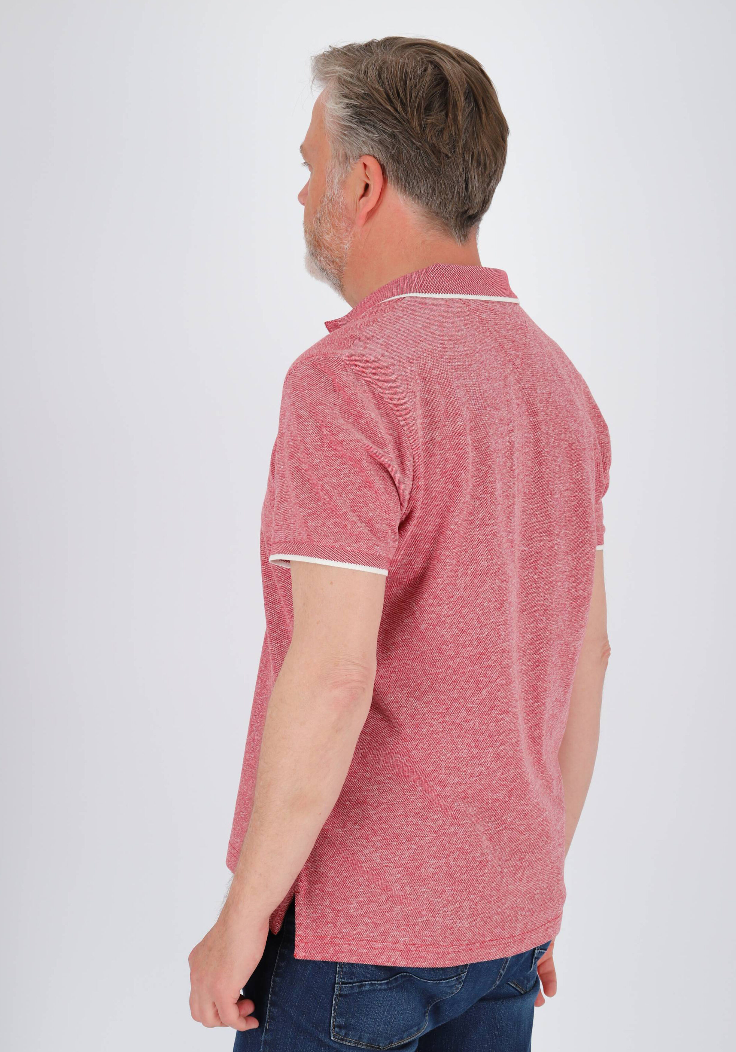 Tommy Hilfiger Linen Pique Regular Polo, heren poloshirt, rood melange