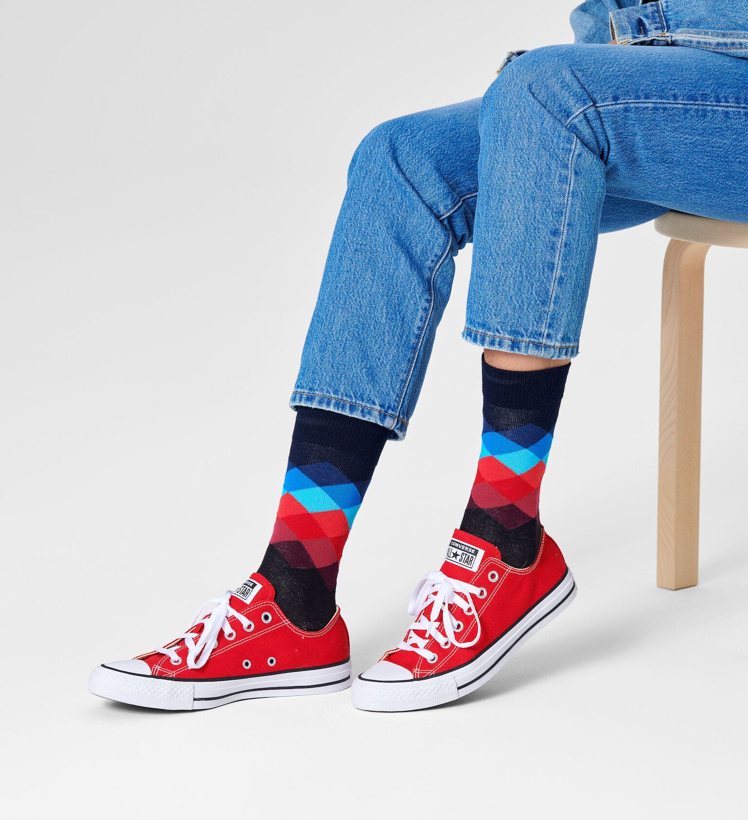 Happy Socks Faded Diamond Sock, unisex sokken, zwart