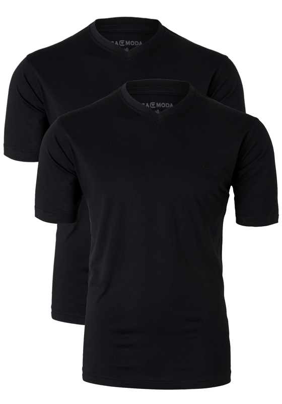CASA MODA T-shirts (2-pack), V-neck, zwart CASA MODA T-shirts (2-pack), V-neck, zwart