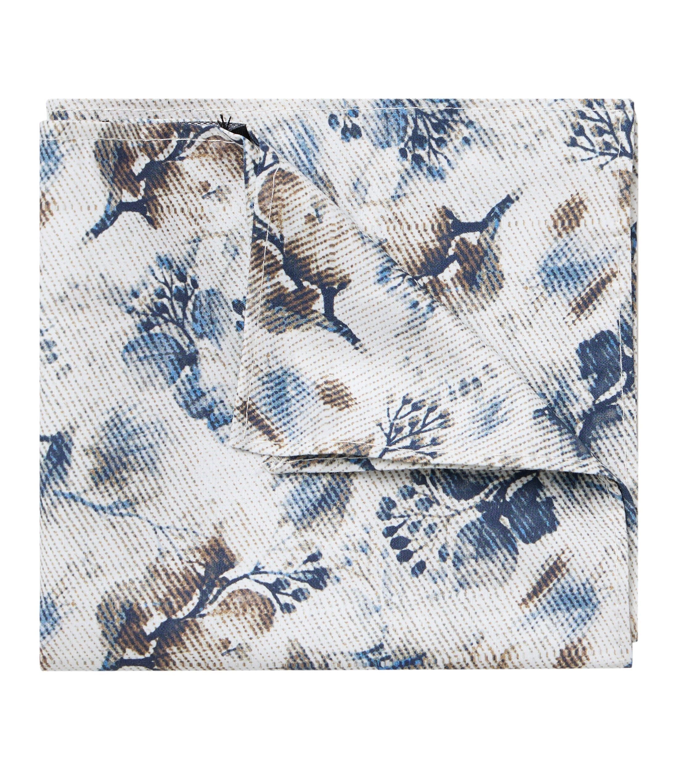 VENTI set met vlinderdas en pochet, wit, blauw, bruin dessin