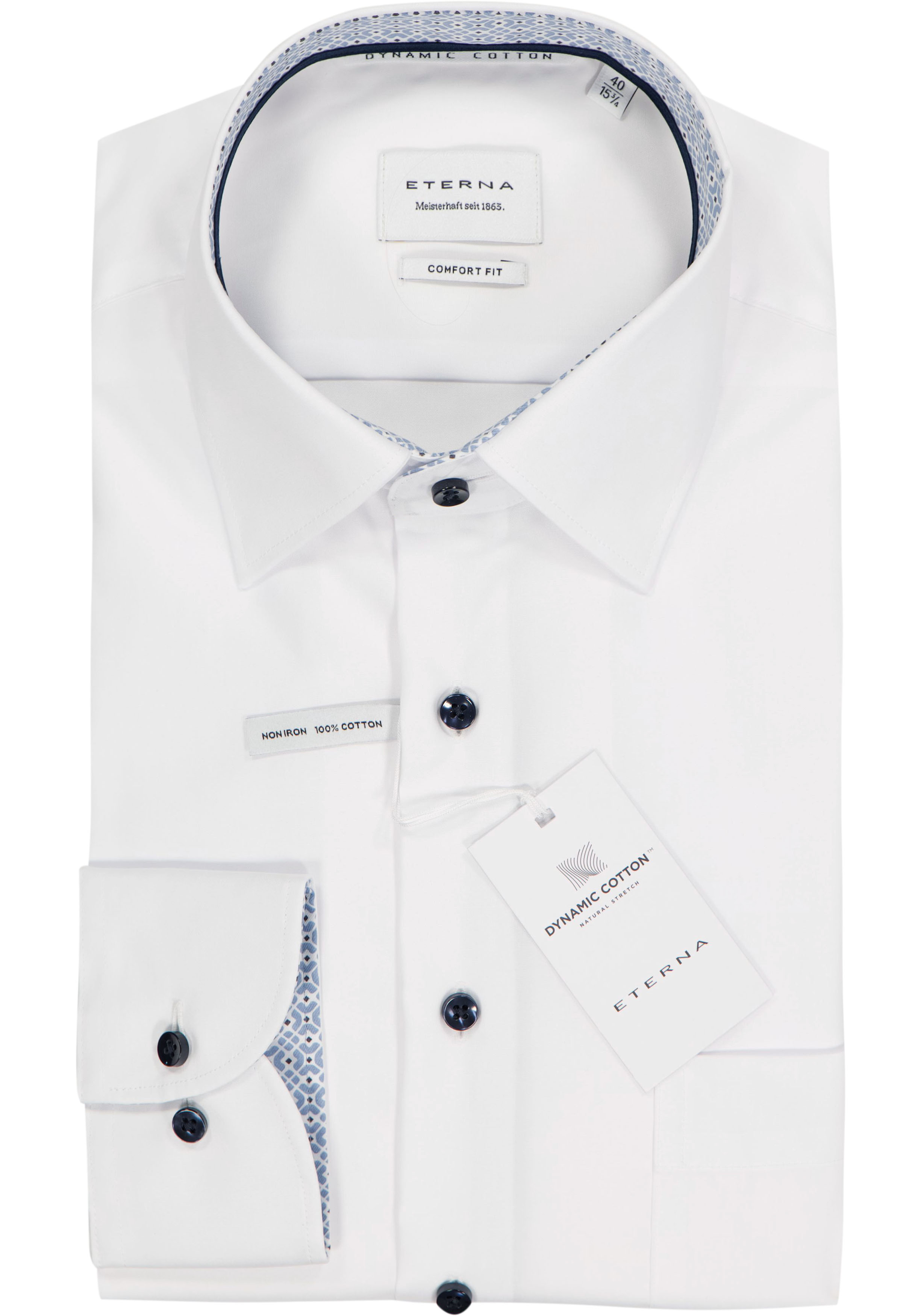 ETERNA comfort fit overhemd, popeline, wit