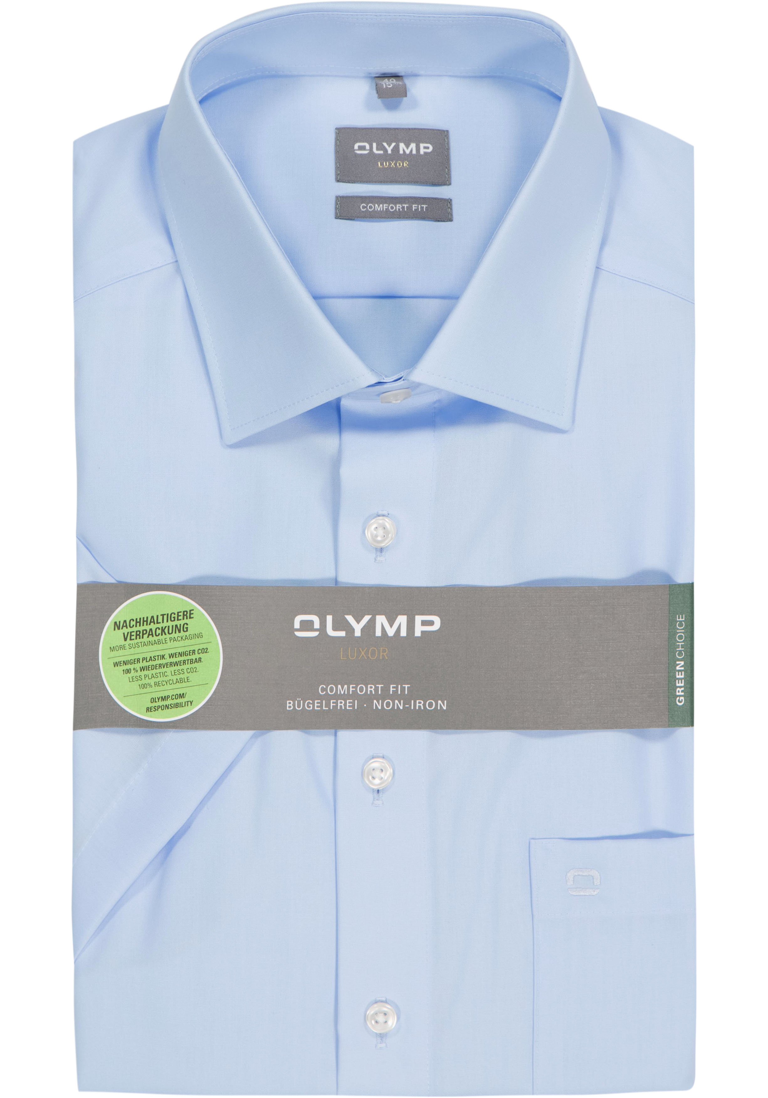 OLYMP Luxor comfort fit overhemd, korte mouw, lichtblauw 
