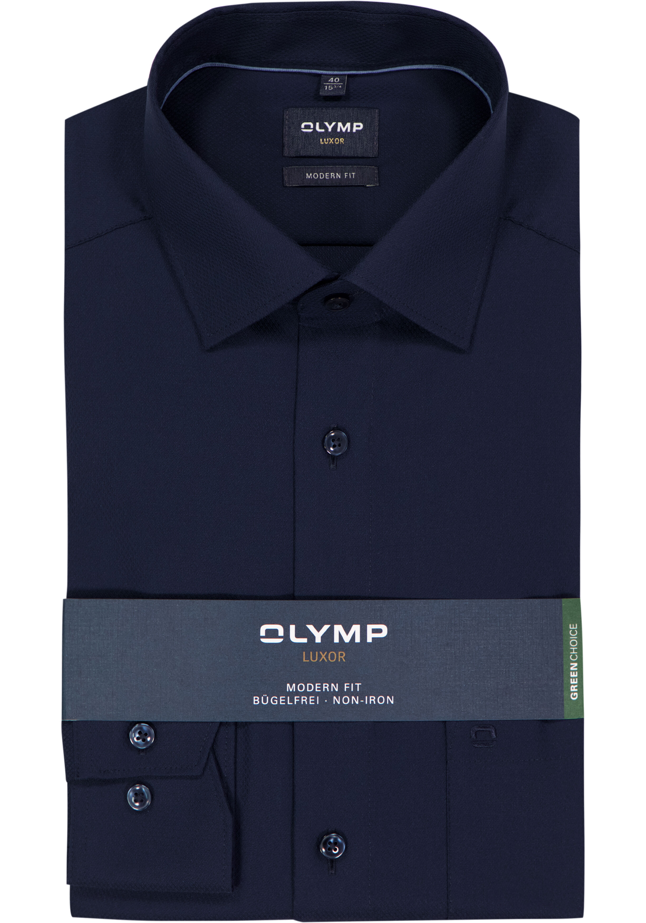 OLYMP Luxor modern fit overhemd, structuur, nachtblauw
