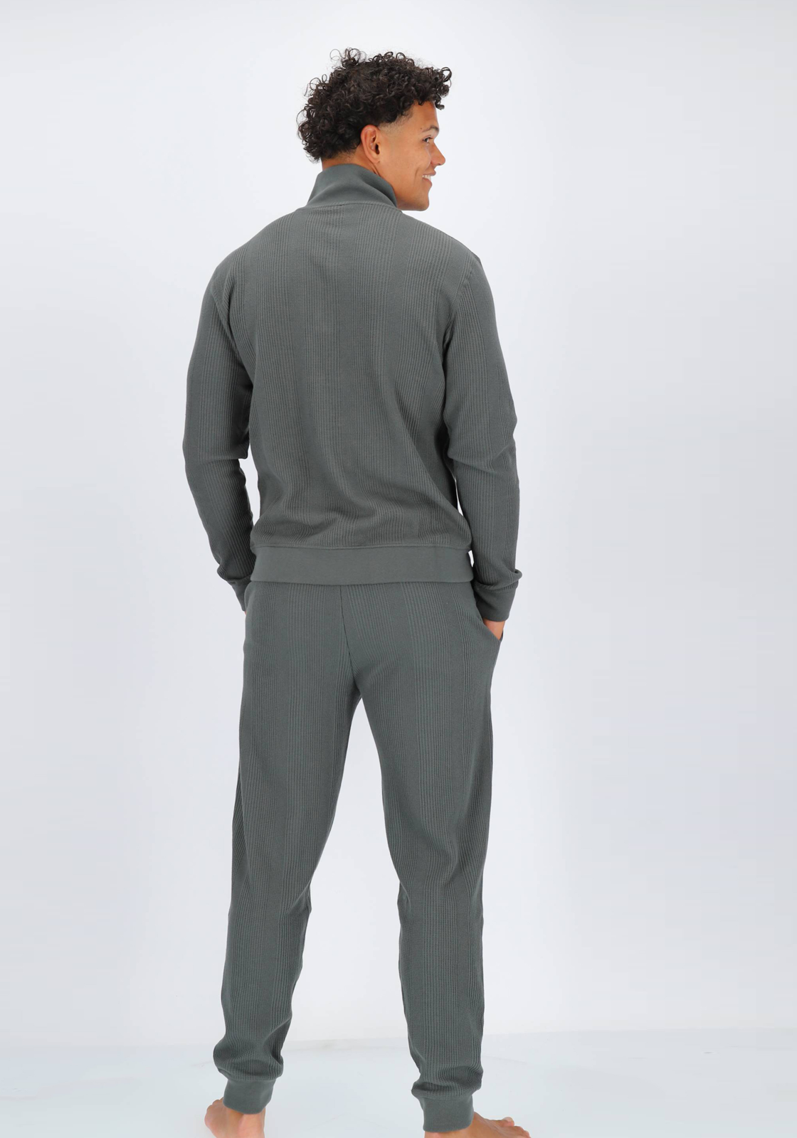 BOSS Structure Pants, heren pyjama- of loungebroek, grijsgroen BOSS Structure Pants, heren pyjama- of loungebroek, grijsgroen