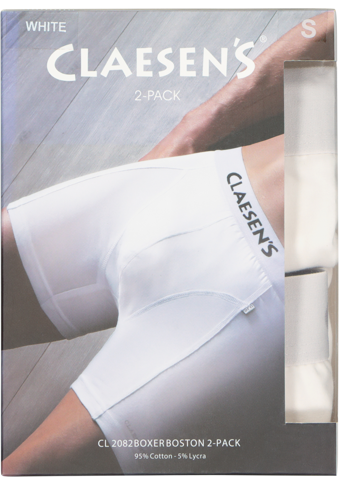 5-8717753366483_claesens_boxer_2p_HR Claesen's Basics boxers (2-pack), heren boxers lang, wit