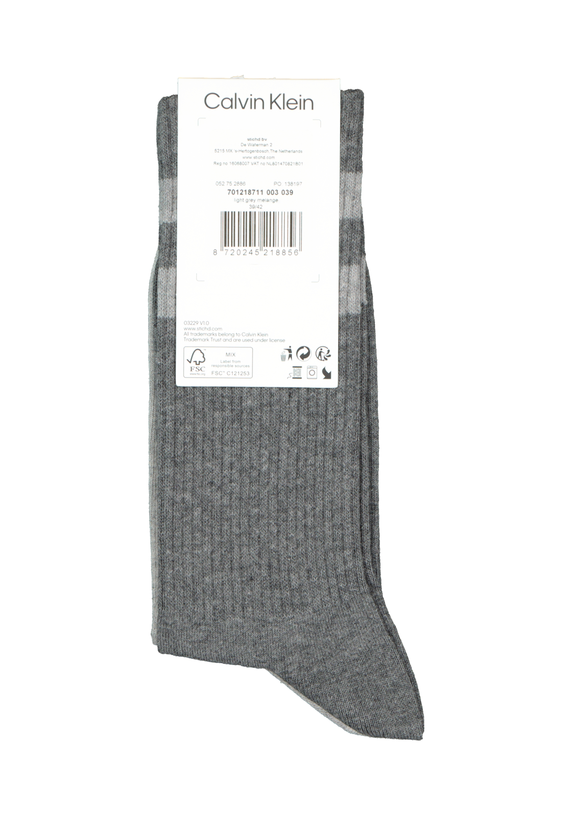 7-8720245218856_ck_sok_2p_HR Calvin Klein herensokken Maurice (2-pack), licht- en donkergrijs