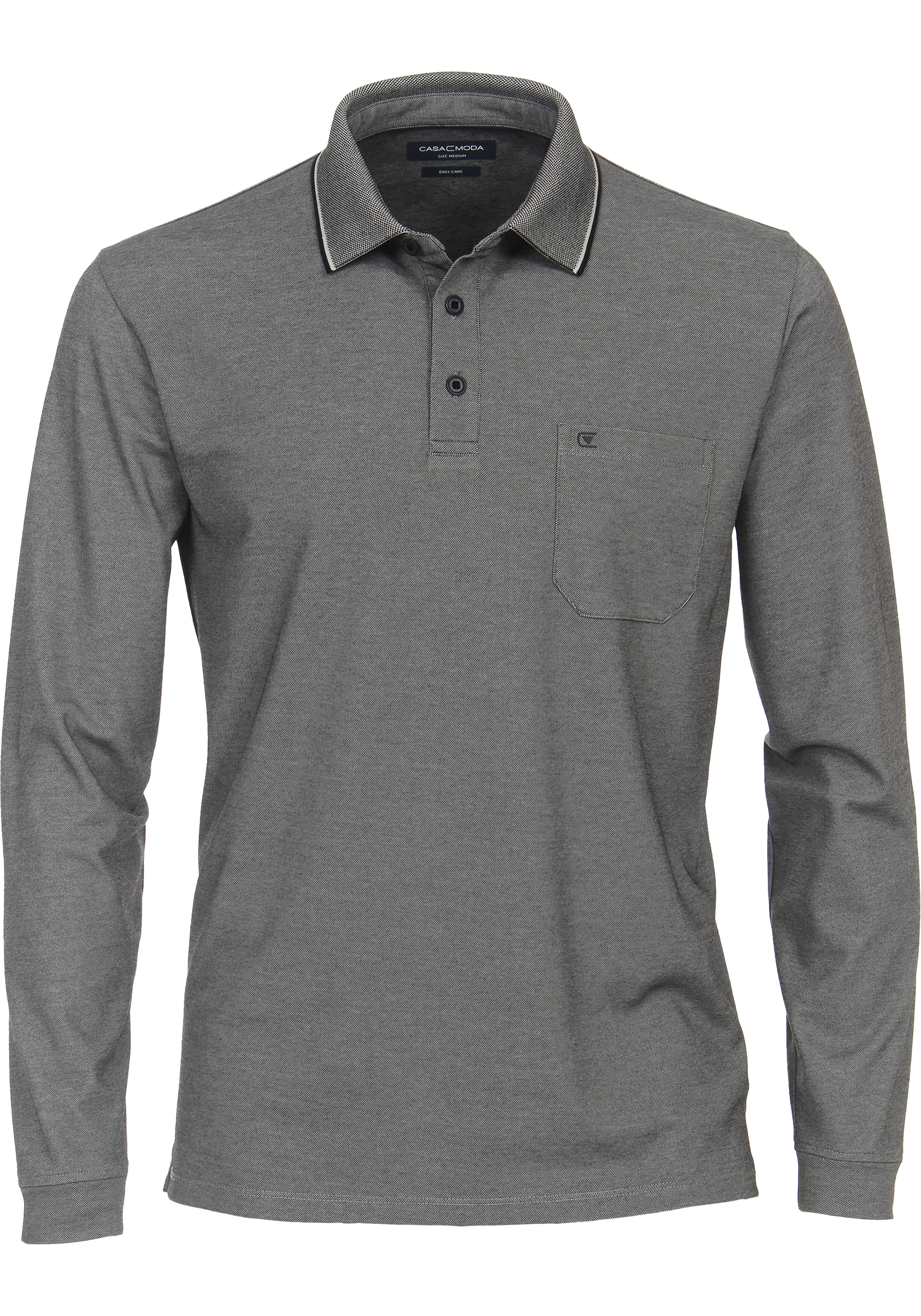 CASA MODA comfort fit polo lange mouw, grijs