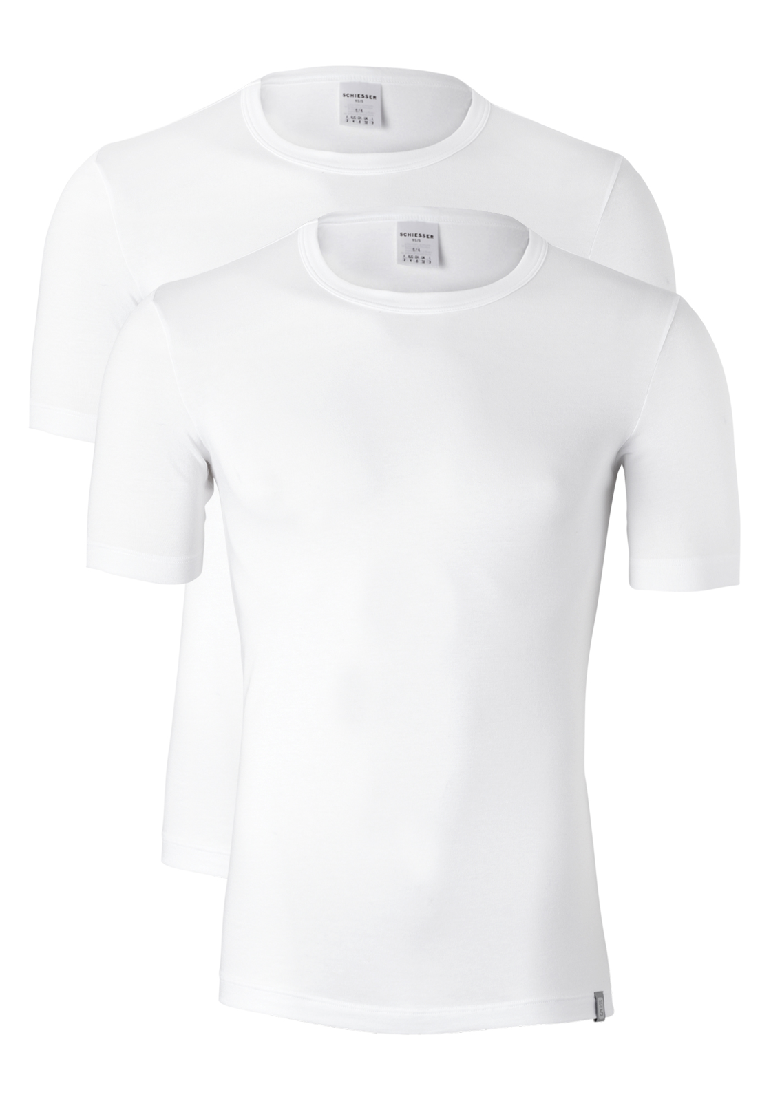 alan_red_shirt137162100_duo SCHIESSER 95/5 heren T-shirt (2-pack), O-hals, wit
