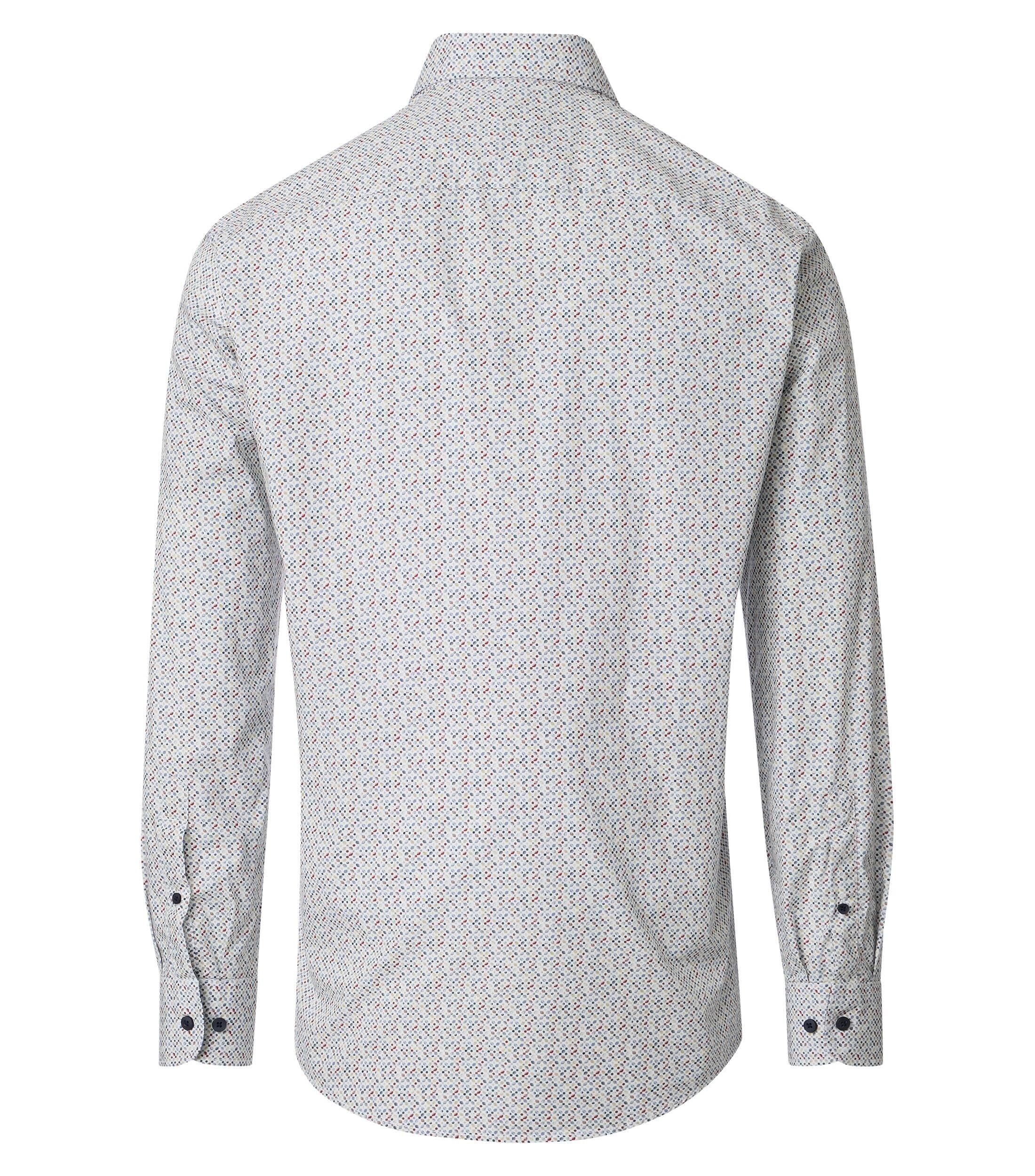 CASA MODA Sport casual fit overhemd, popeline, wit met blauw en rood dessin