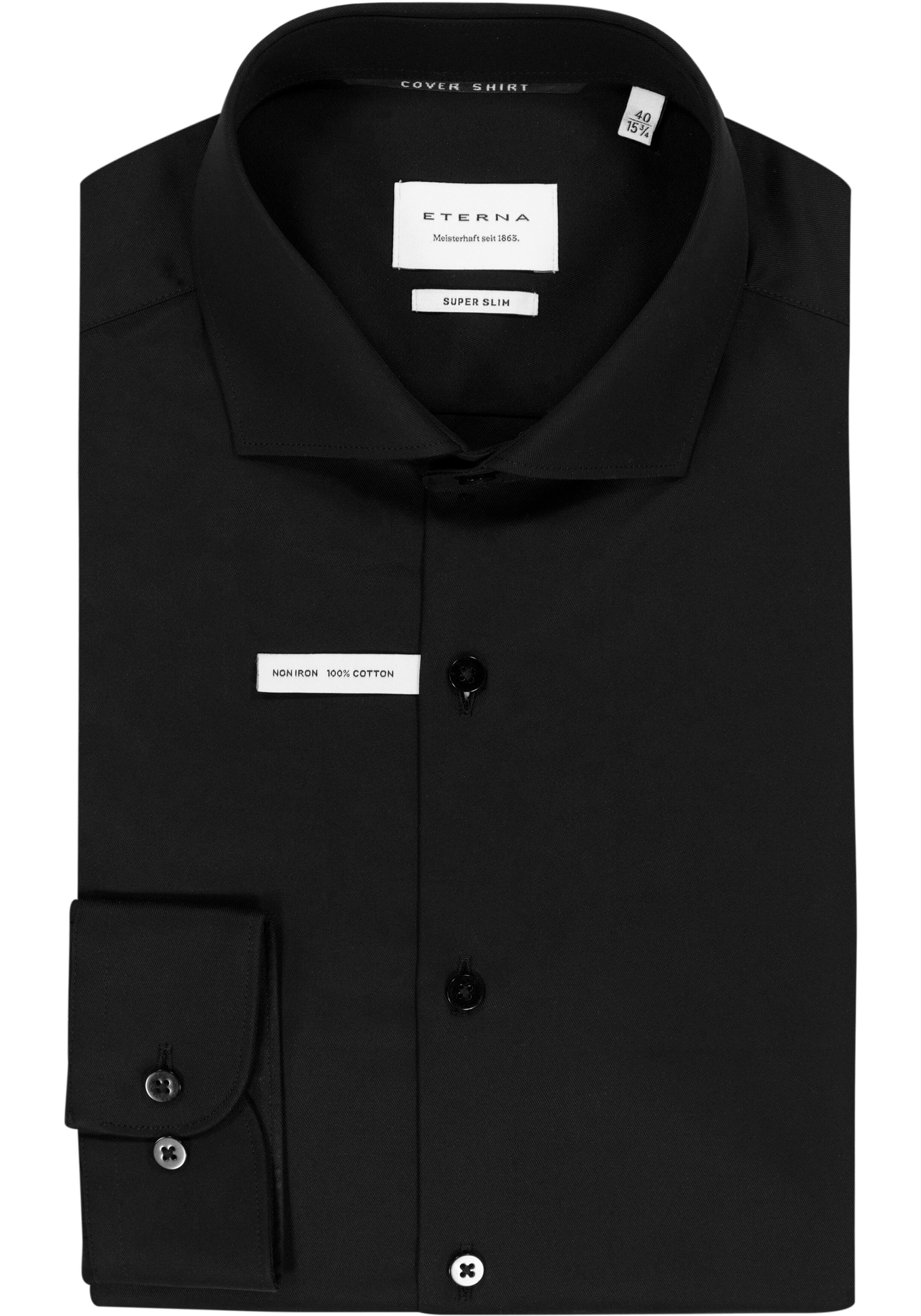 ETERNA super slim fit overhemd, twill, zwart