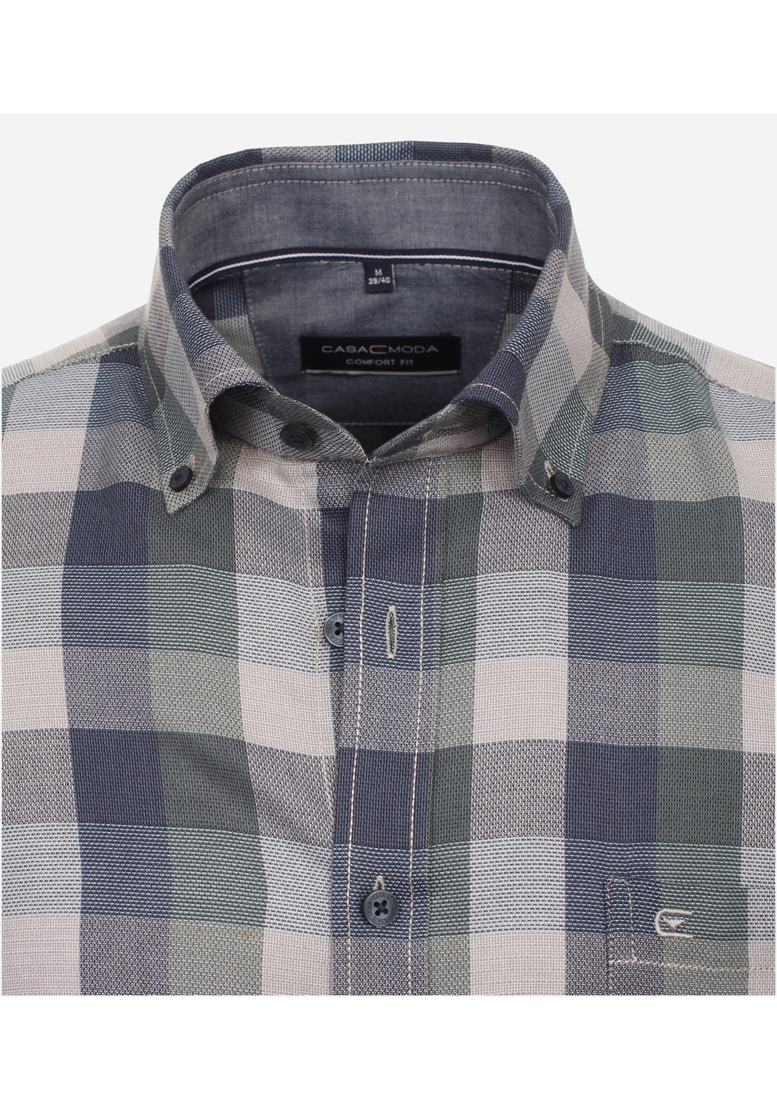 image_4_fcc25b43c3fea68c473e190a7e694f22jpgautoformatbgF3F3F3blend-alpha100blend-colorF3F3F3blend-modedarkenfitclampp CASA MODA Sport comfort fit overhemd, dobby, groen geruit