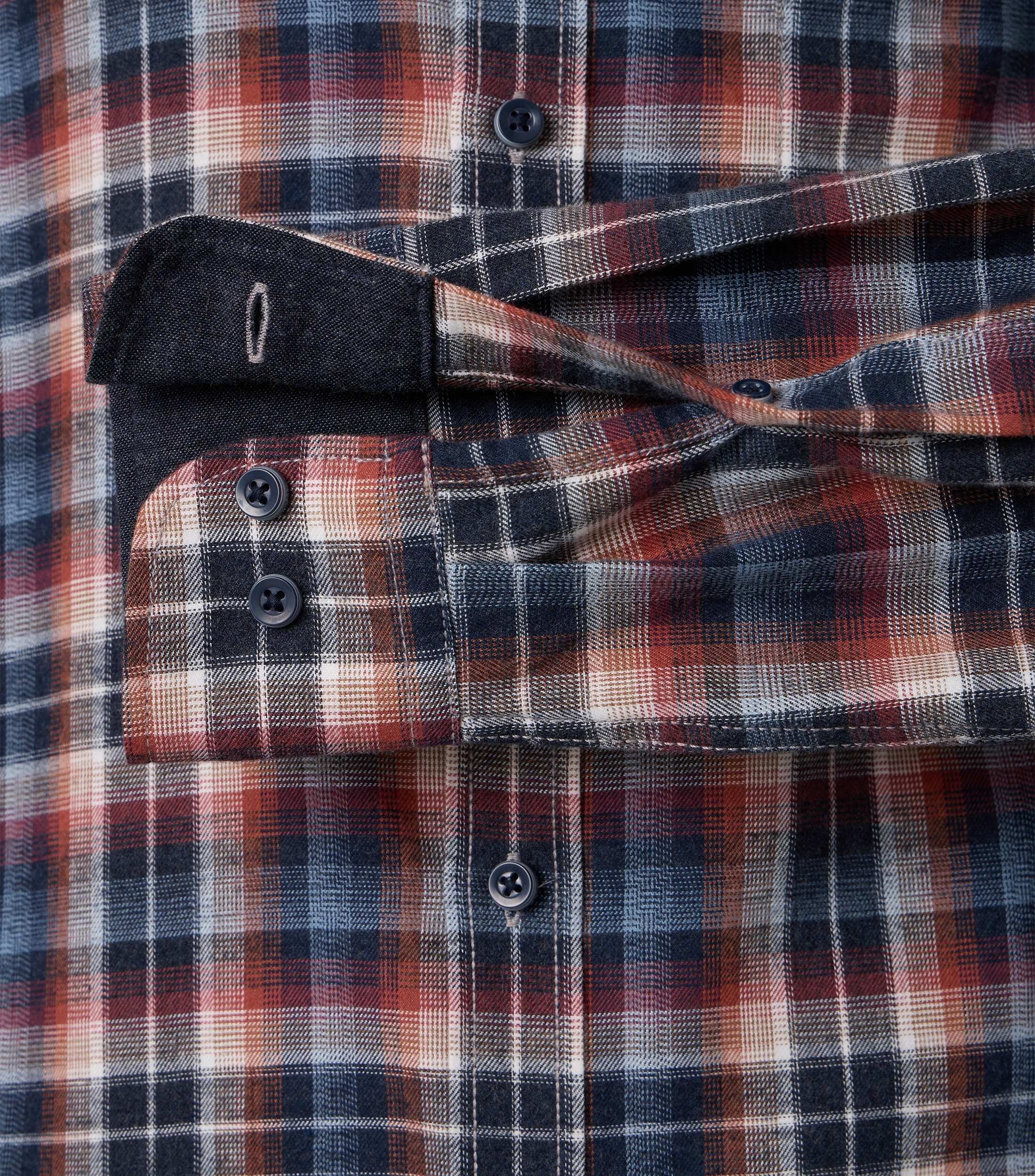 CASA MODA Sport casual fit overhemd, flanel, groen, donkerblauw, beige en wit geruit