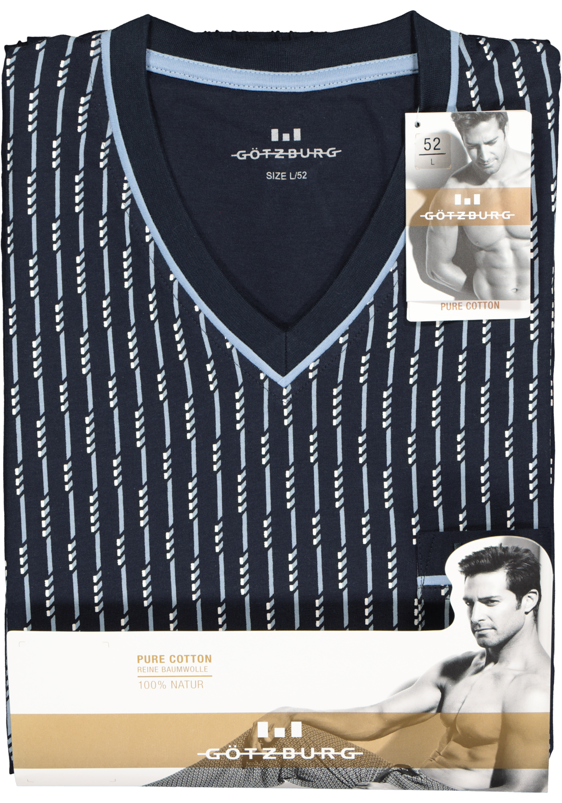 6-4060084134066_pyjamas__HR Gotzburg heren pyjama, blauw met lichtblauw en wit dessin