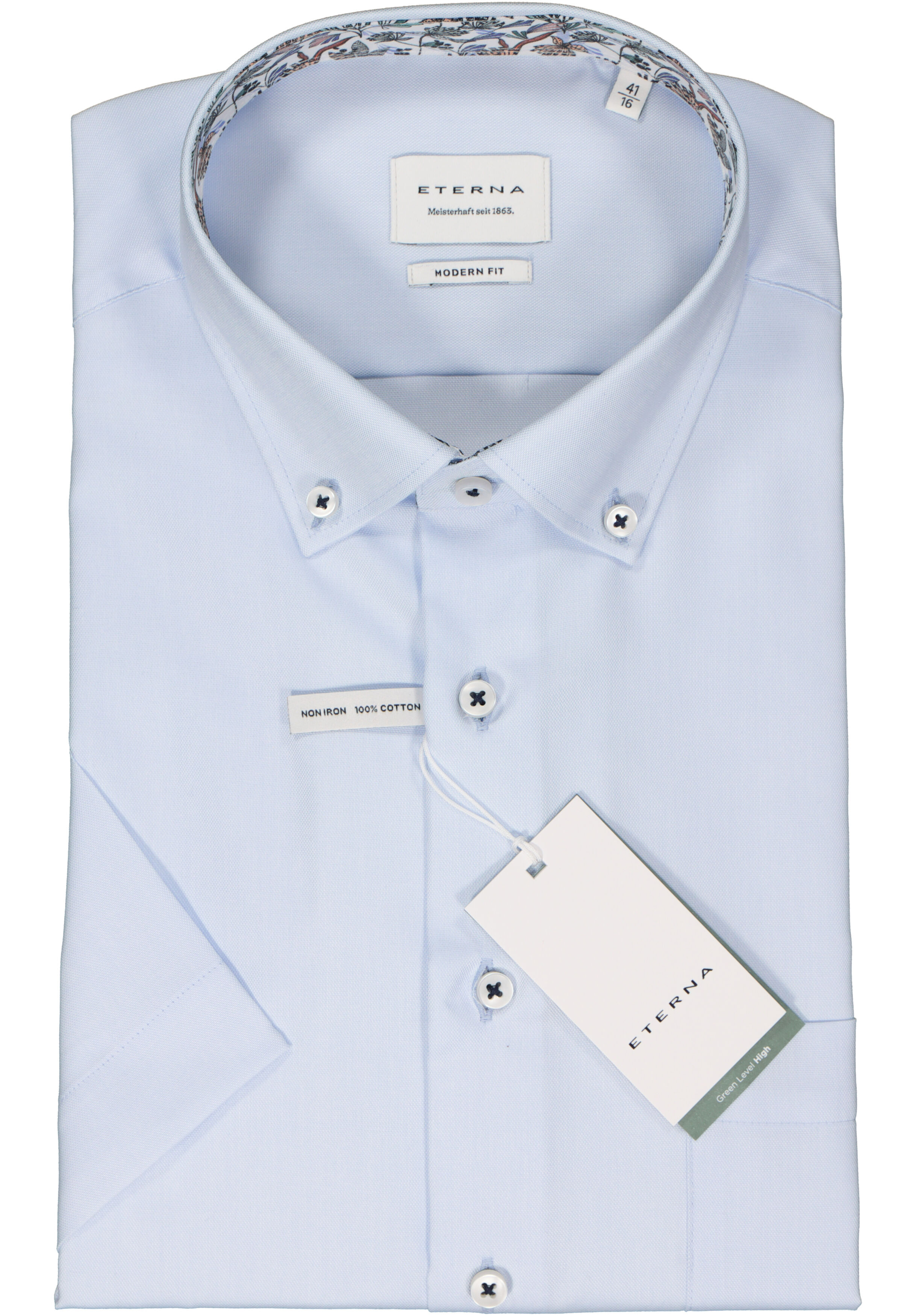 ETERNA modern fit overhemd korte mouw, Oxford, lichtblauw (contrast)