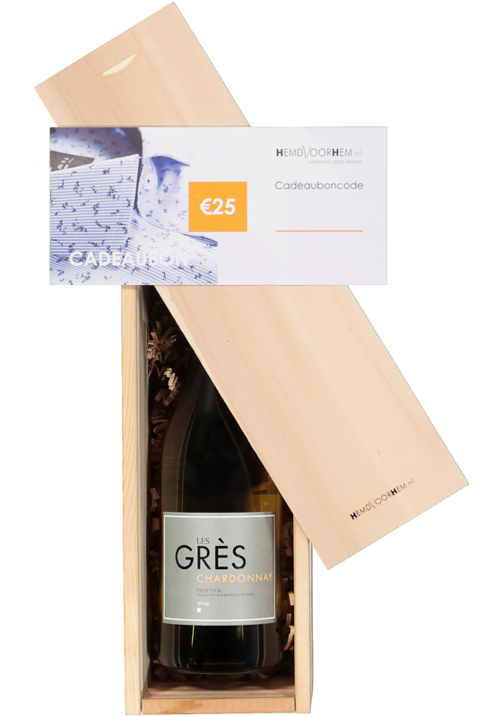 Heren en dames cadeaubox: witte wijn met cadeaubon Heren en dames cadeaubox: witte wijn met cadeaubon