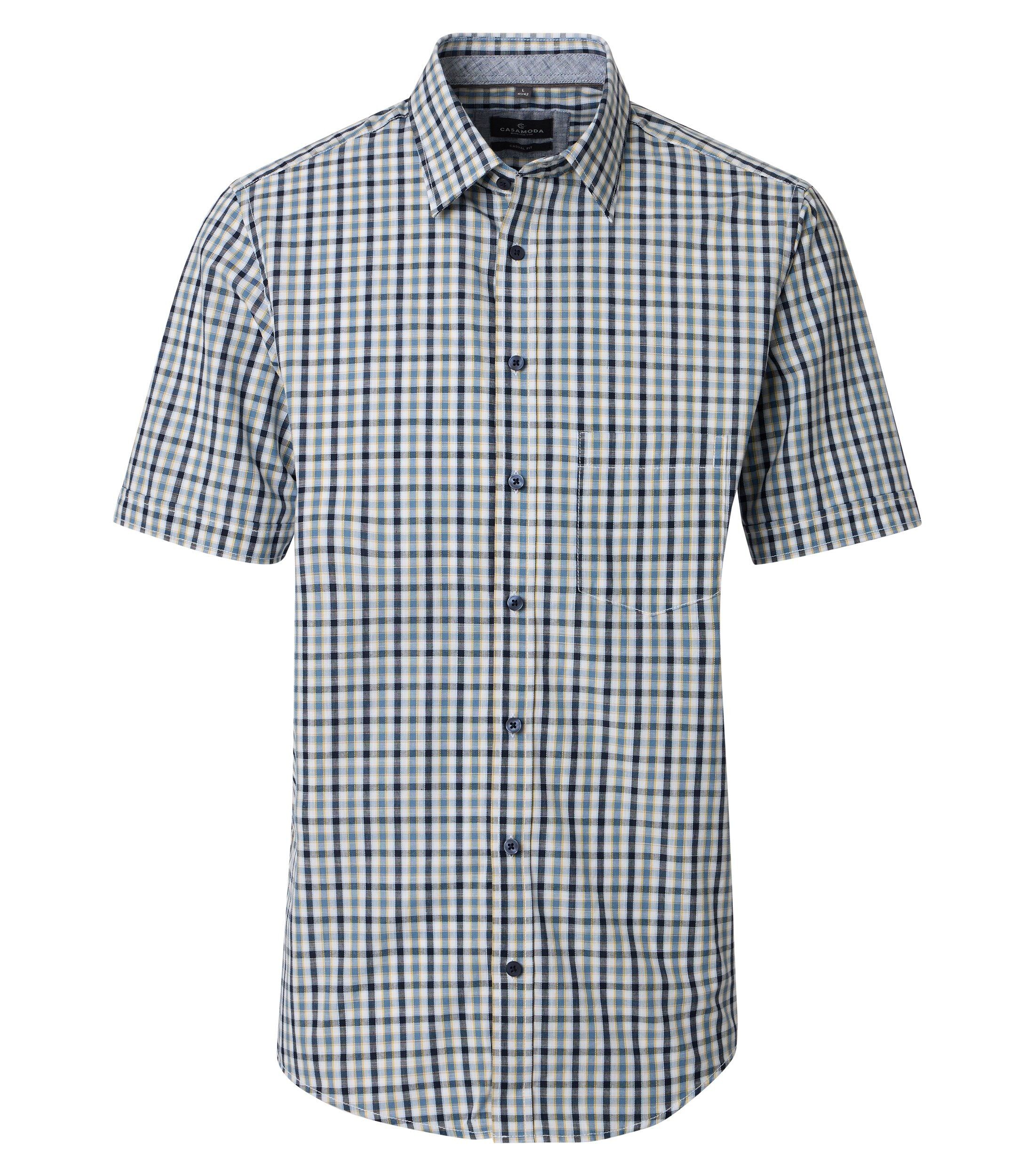 CASA MODA Sport casual fit overhemd, chambray, wit met blauw en petrol geruit