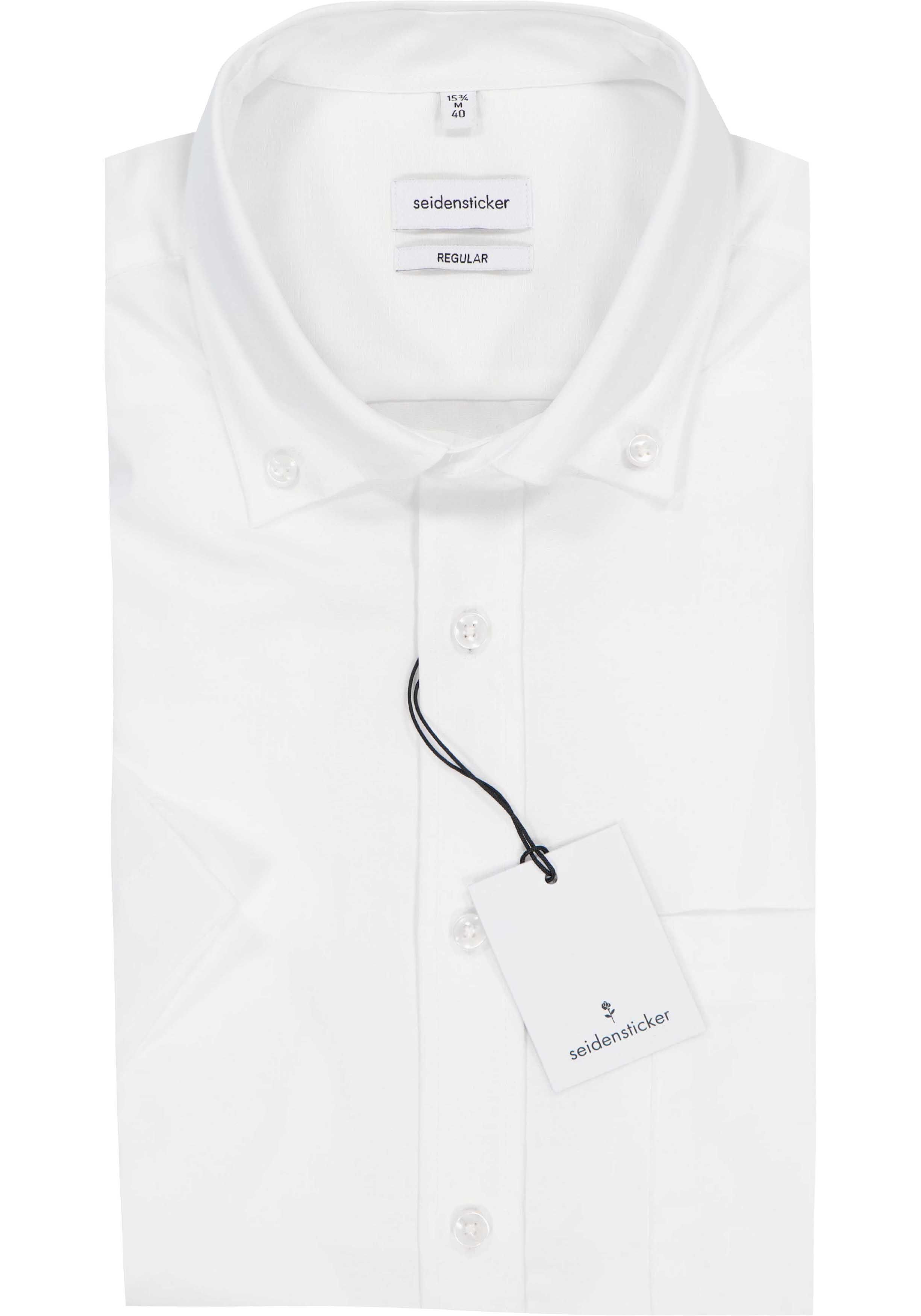 Seidensticker regular fit overhemd, korte mouw met button-down kraag, wit