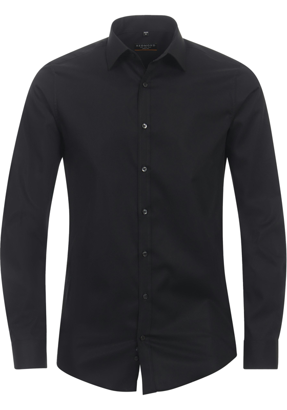 Redmond slim fit overhemd, popeline, zwart Redmond slim fit overhemd, popeline, zwart