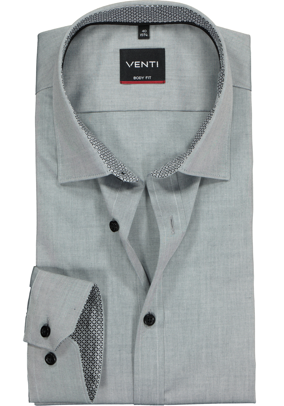 VENTI body fit overhemd, grijs (contrast) VENTI body fit overhemd, grijs (contrast)